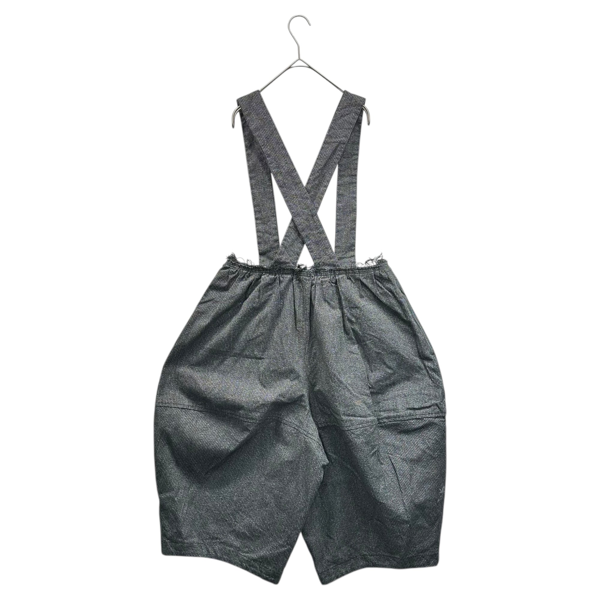 BLACK COMME des GARCONS(ブラックコムデギャルソン) 16SS Striped All-Over Print Hanging Wide Shorts ストライプ 総柄 吊り ワイド ショーツ ハーフパンツ 1Q-P005 XS グレー×ブラック AD2015
