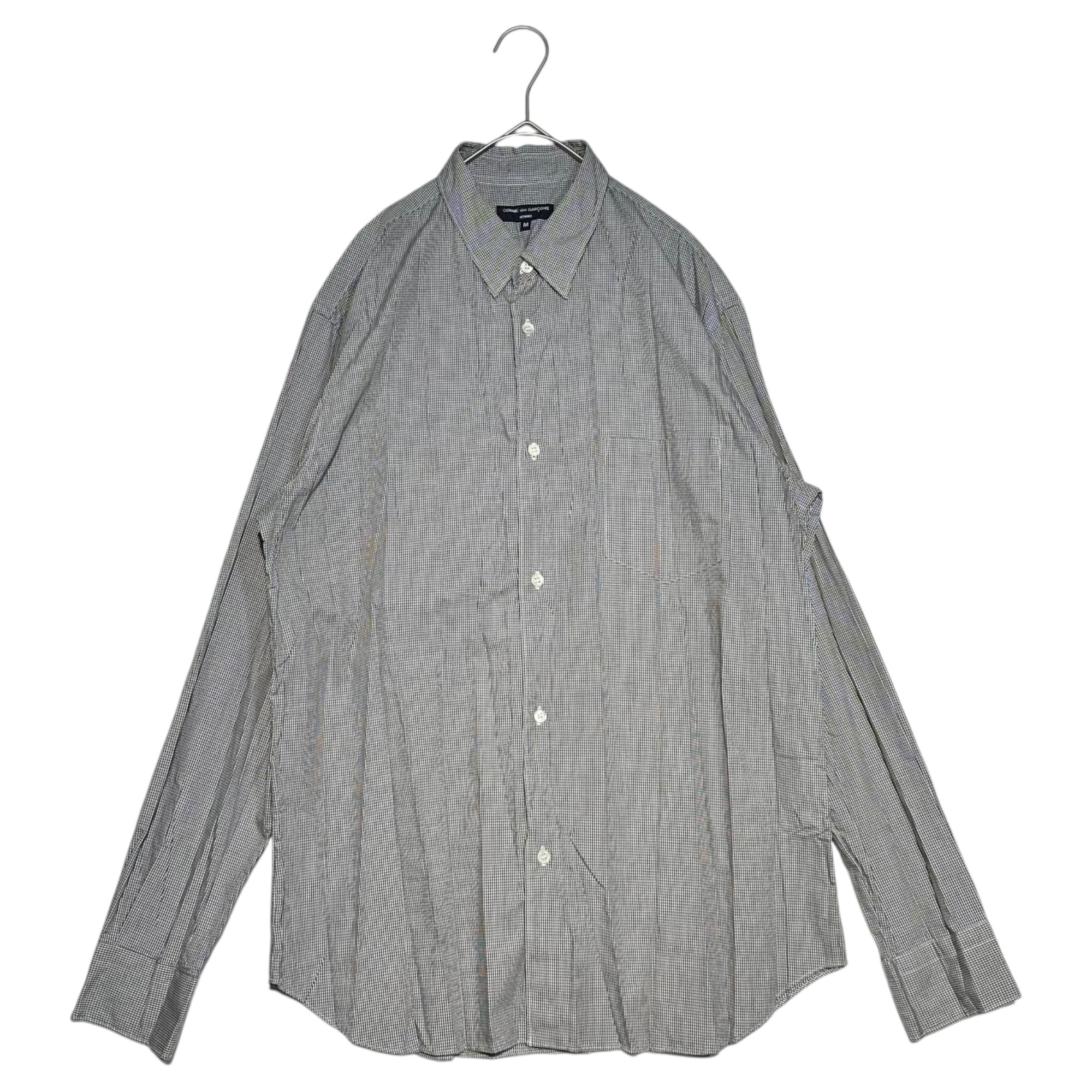 COMME des GARCONS HOMME(コムデギャルソンオム) 21AW Pleated micro check L/S poly cotton shirt プリーツ加工 マイクロチェック 長袖 ポリ コットン シャツ HH-B008 M ブラック×ホワイト AD2021