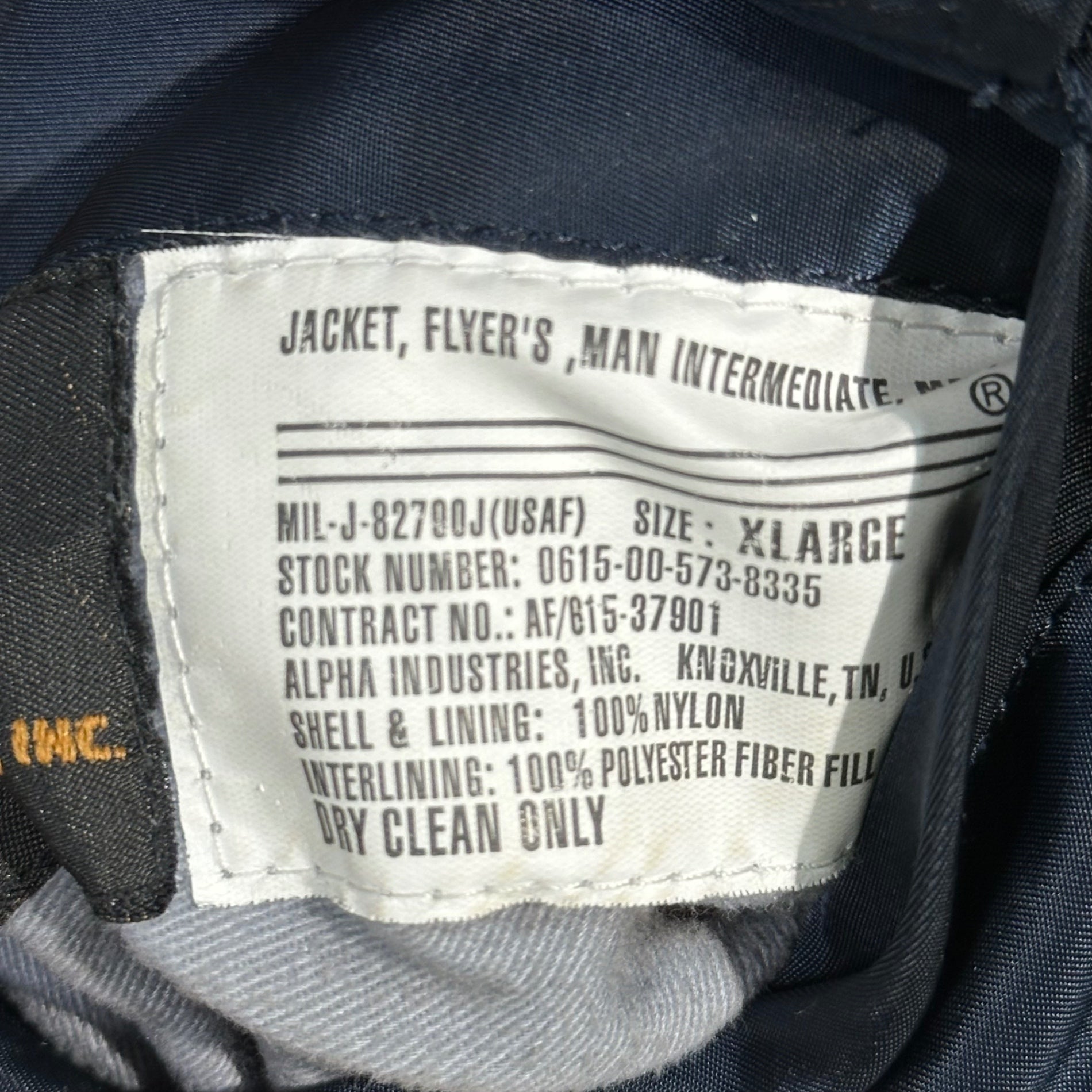 ALPHA INDUSTRIES(アルファ インダストリーズ) MA-1 FLIGHT JACKET フライト ジャケット 2000-267 XL ネイビー ブルゾン ボンバー