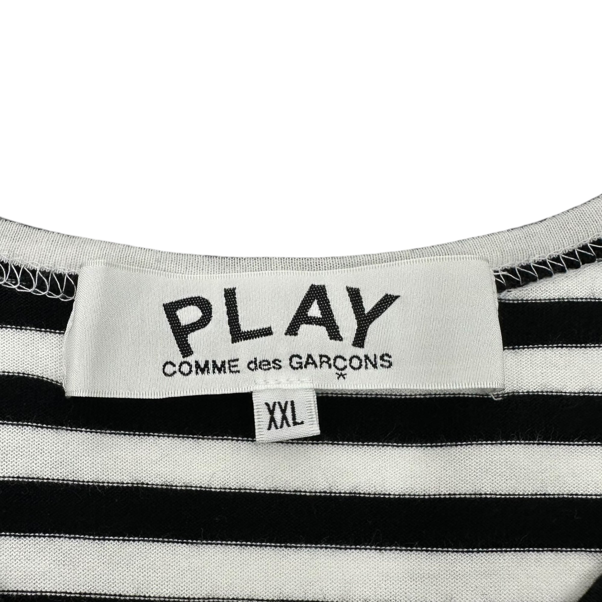 PLAY COMME des GARCONS(プレイコムデギャルソン) 24SS Unisex Border Long Sleeve T-Shirt BLACK/WHITE ユニセックス ボーダー 長袖 Tシャツ AX-T164 XXL ホワイト×ブラック カットソー