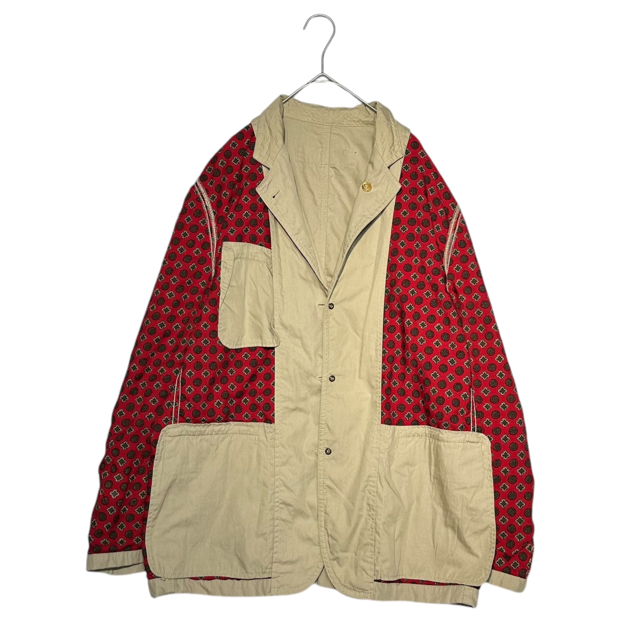 COMME des GARCONS HOMME(コムデギャルソンオム) 04SS Lined Paisley Cotton Tailored Jacket 裏地 ペイズリー コットン テーラード ジャケット HM-J006 L ベージュ×レッド AD2003