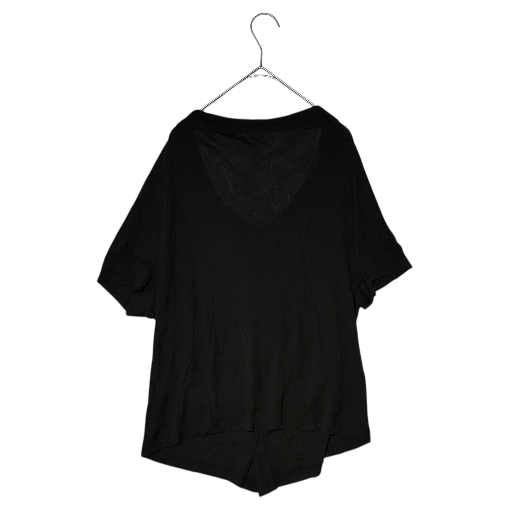 YOHJI YAMAMOTO+NOIR(ヨウジヤマモトプリュスノアール) All Silk S/S Blouse オール シルク 半袖 ブラウス NY-T02-430 3 ブラック