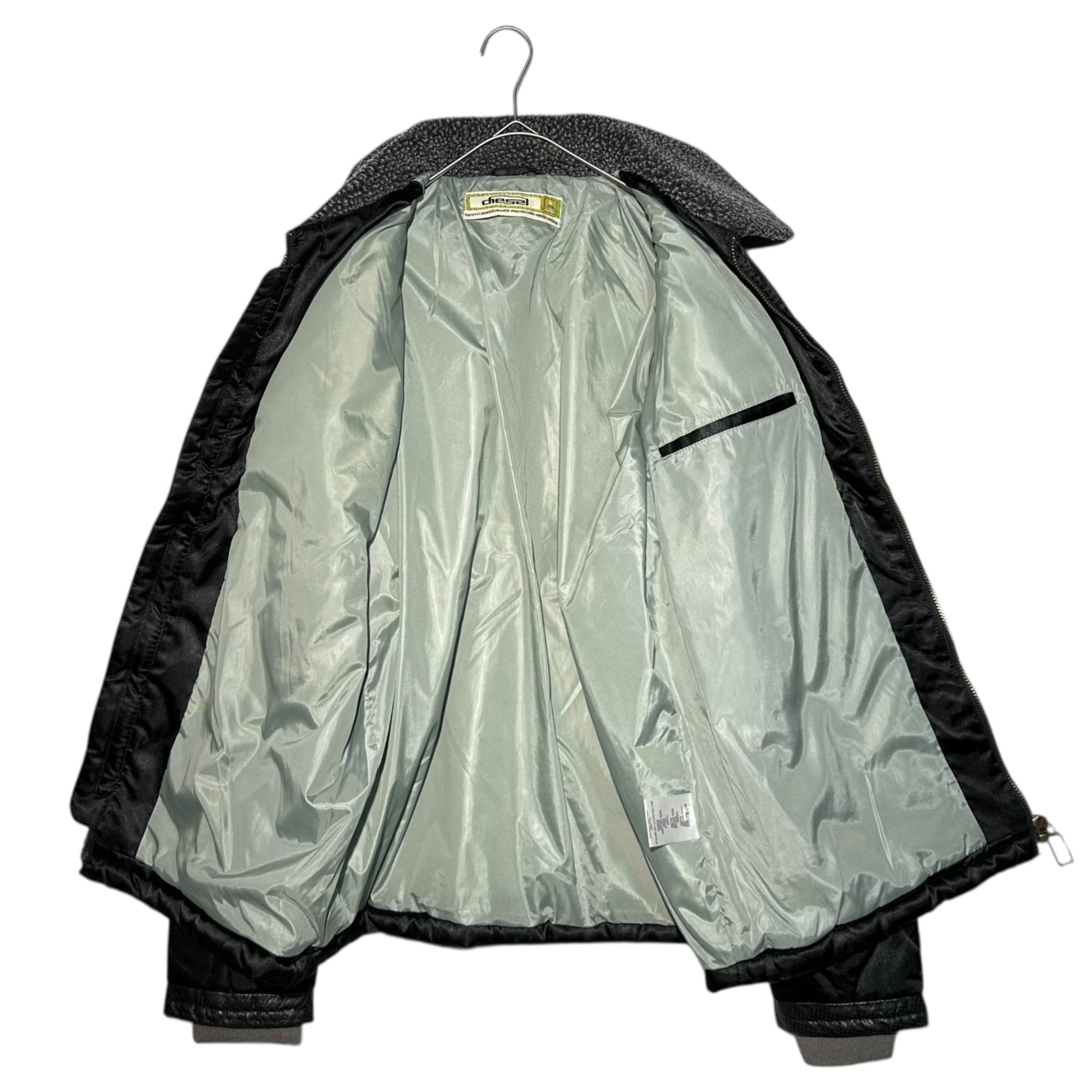 DIESEL(ディーゼル) 90's quilted racing jacket キルティング レーシング ジャケット L ブラック 90年代 レザー ボア 中綿 Y2K 00s