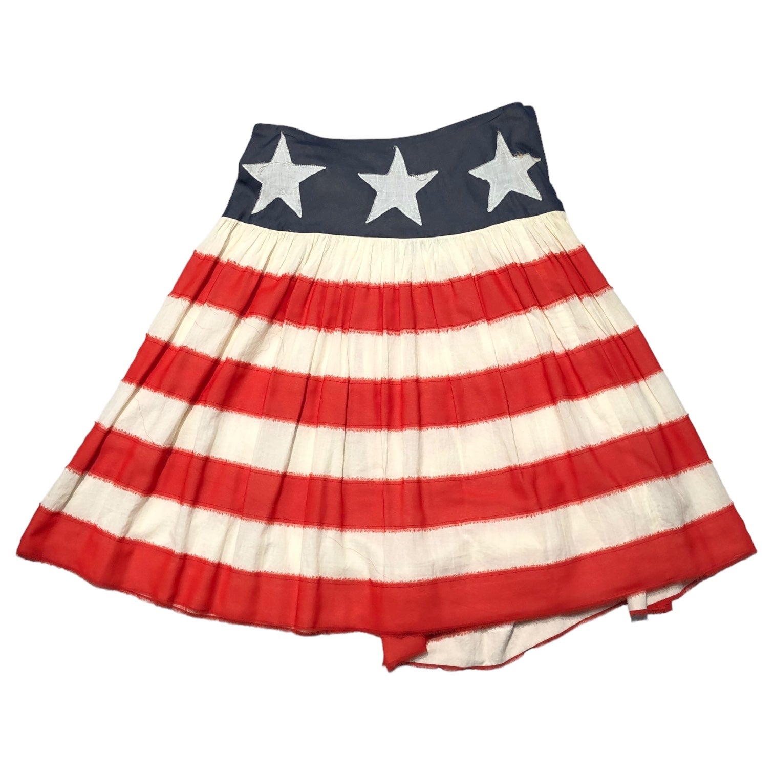 COMME des GARCONS JUNYA WATANABE(コムデギャルソンジュンヤワタナベ) 00SS Stars and Stripes Knee Length Wrap Skirt 星条旗 ひざ丈 ラップ スカート JS 10064S S ホワイト×ネイビー×レッド 著名人