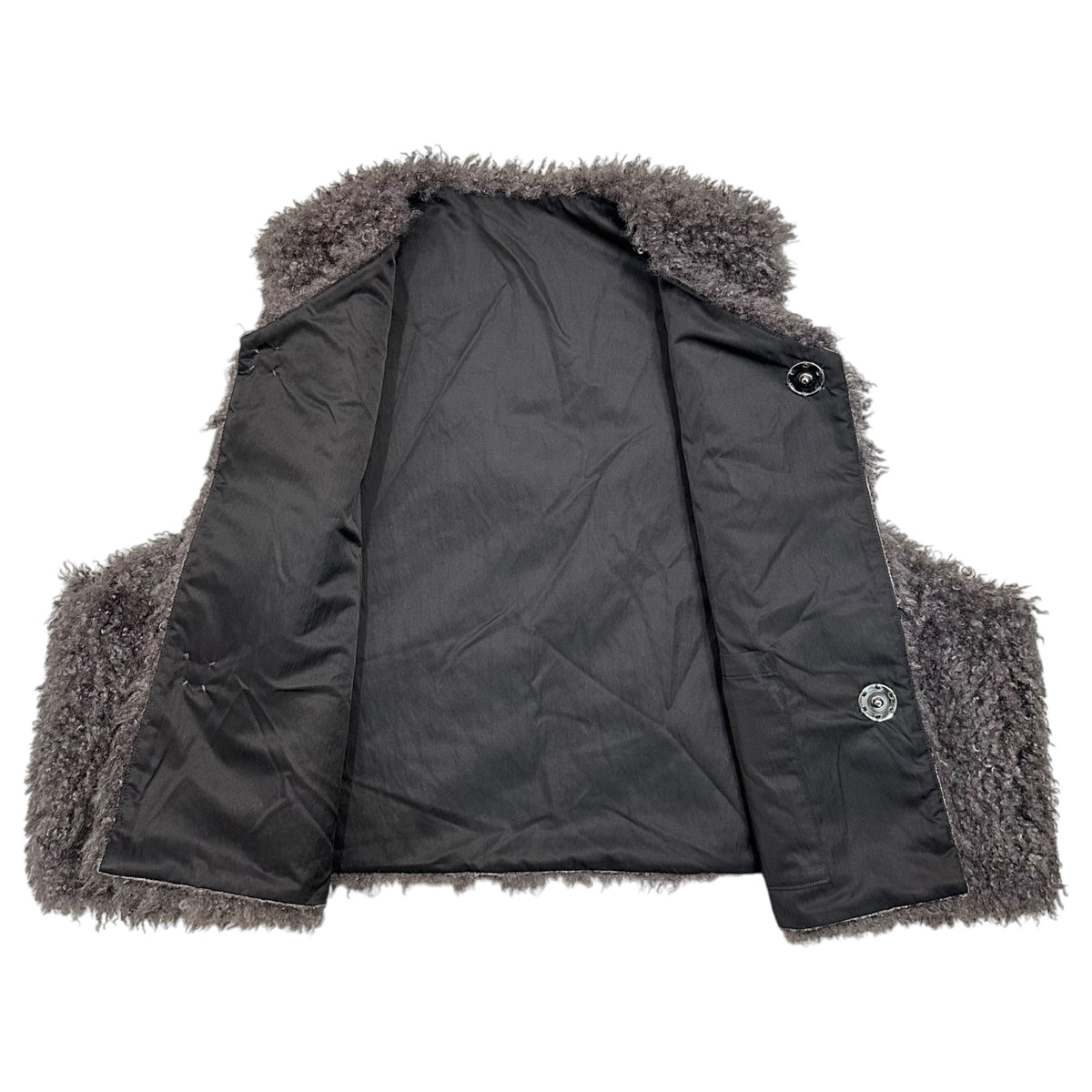 journal standard luxe(ジャーナルスタンダードラックス) 2024AW Curly Cropped Vest カーリー ショート ベスト FREE グレー×ブラック エコファー リバーシブル