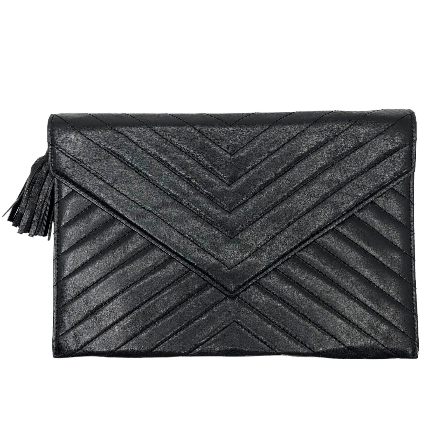 YVES SAINT LAURENT(イヴサンローラン) V stitch clutch bag Vステッチ クラッチ バッグ ブラック セカンド