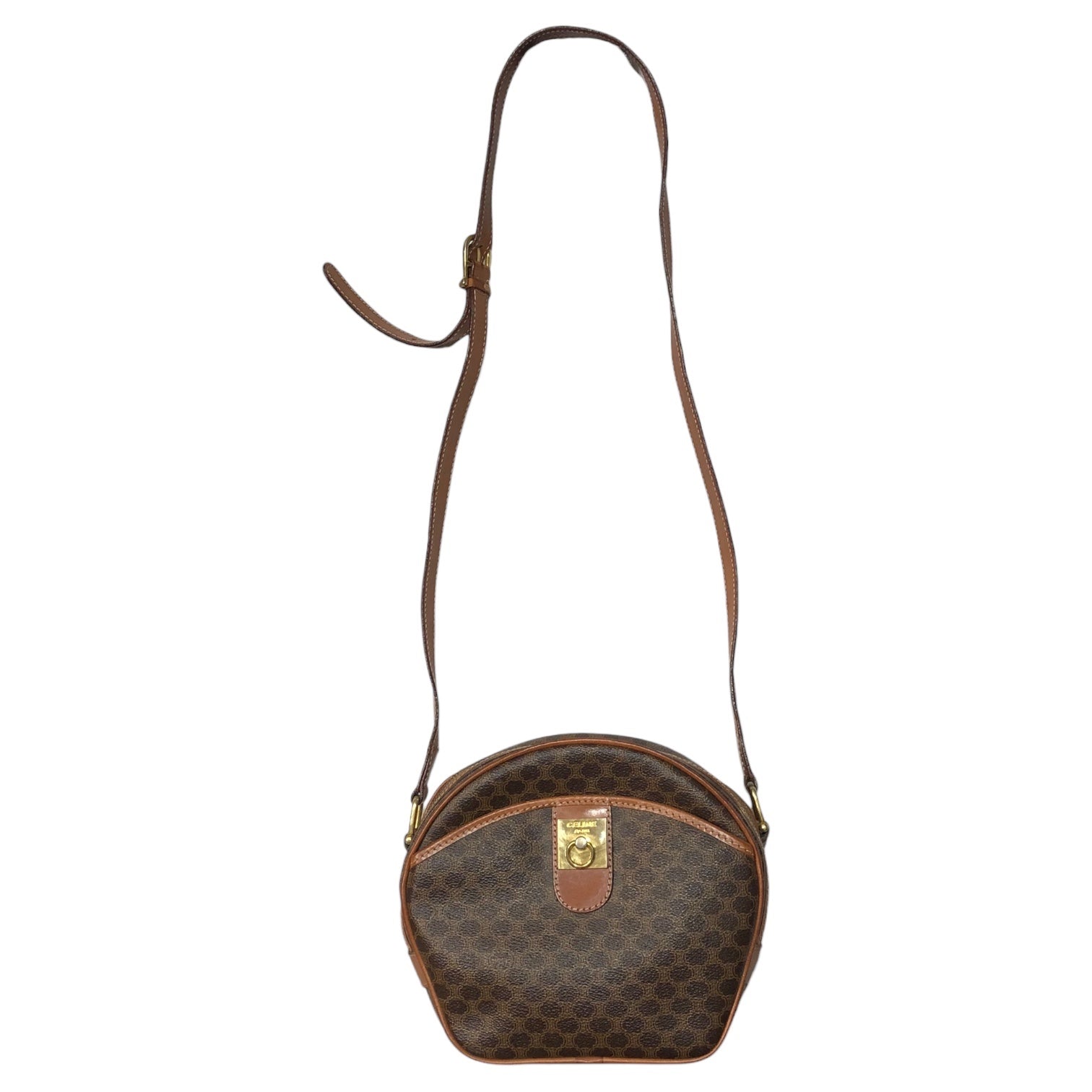 CELINE(セリーヌ) OLD CELIEN macadam shoulder bag マカダム柄 ショルダーバッグ M08 ブラウン ゴールド金具 ヴィンテージ