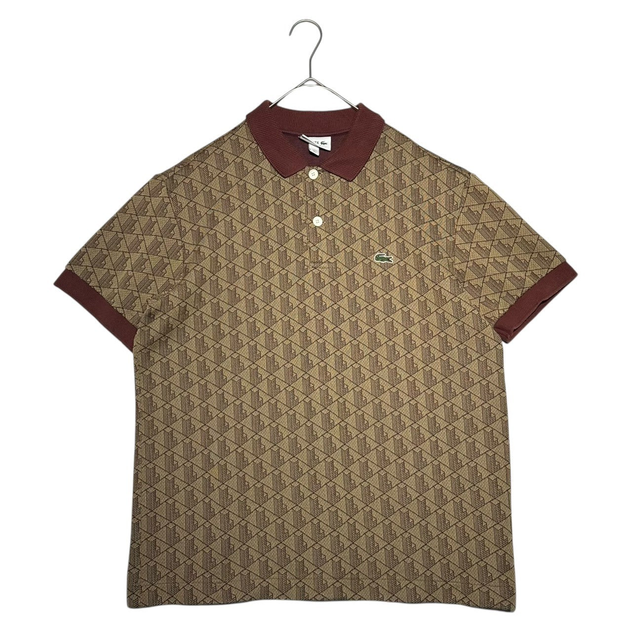 LACOSTE(ラコステ) Monogram Jacquard Polo Shirt モノグラム ジャカード ポロシャツ DH0073-10 S ブラウン 参考定価19,800円