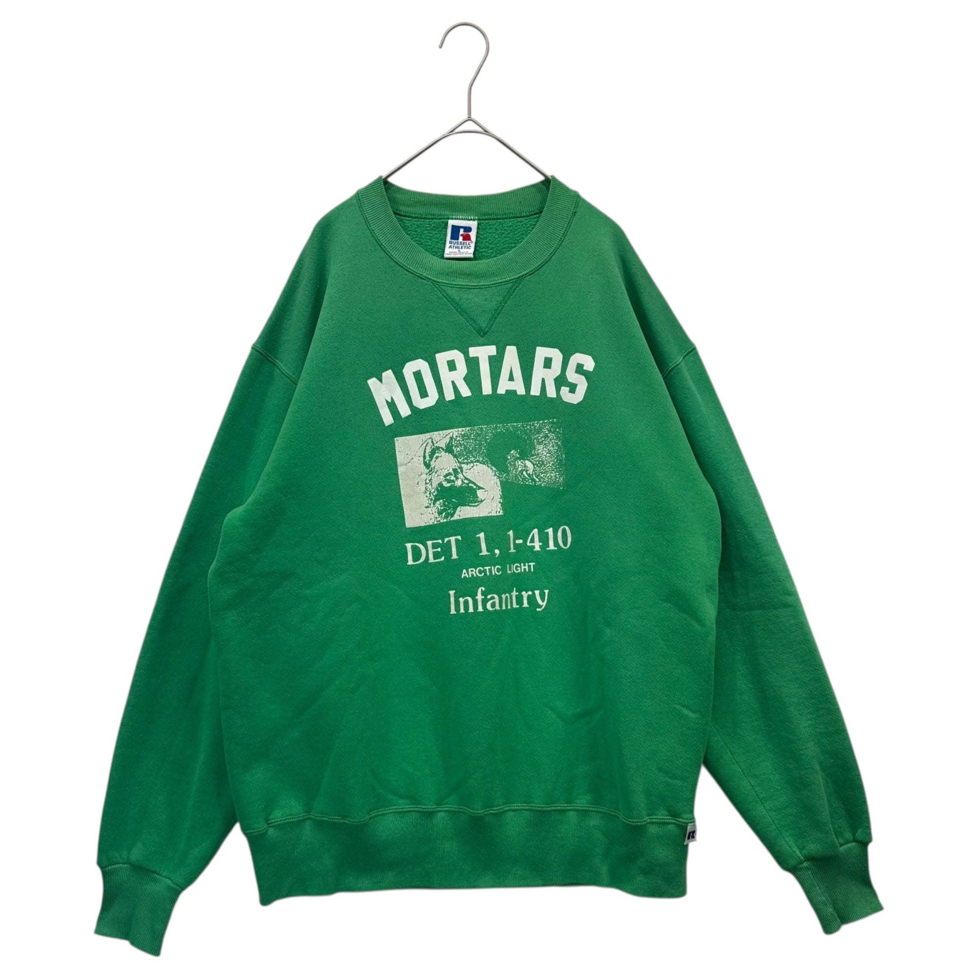RUSSELL(ラッセル) 90's USA made "MORTARS" Vintage Sweatshirt Vガゼット ヴィンテージ スウェット L グリーン 90年代
