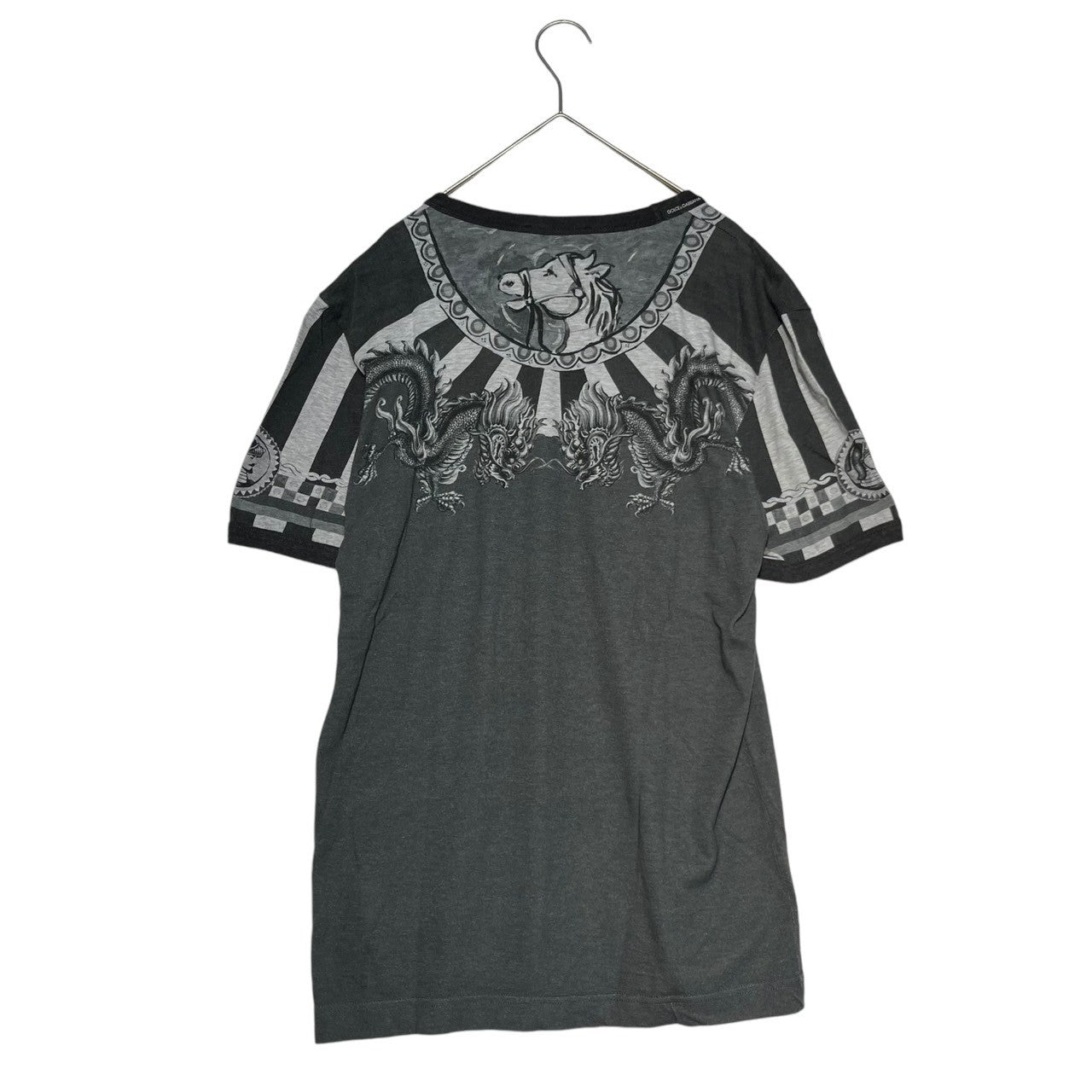 DOLCE&GABBANA(ドルチェ&ガッバーナドルガバ) dragon print t-shirt ドラゴン プリントTシャツ G8FV4T G7HDO 46(M程度) グレー