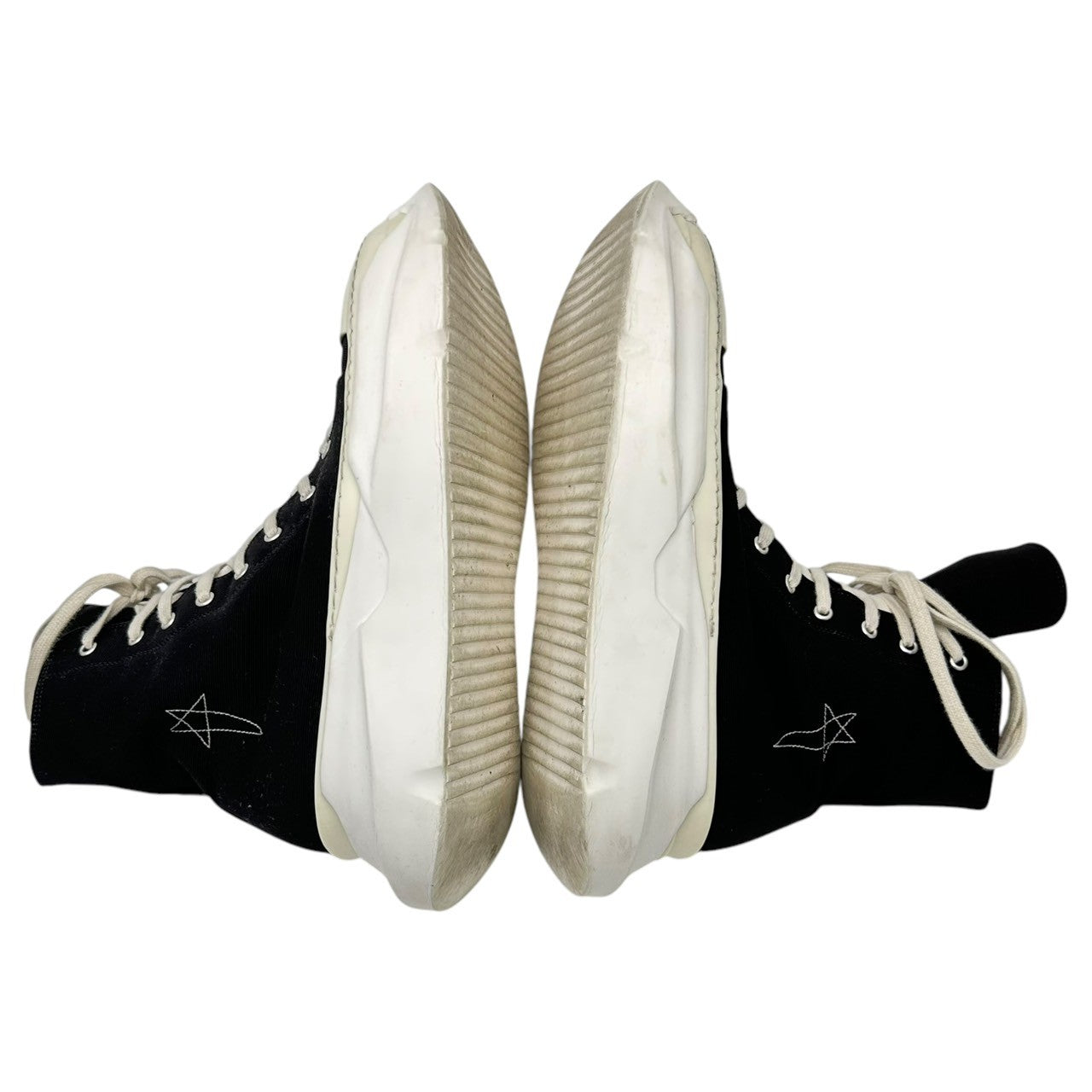 DRKSHDW(ダークシャドウ) ABSTRACT スター刺繍 アブストラクト ハイカット スニーカー DU01D1840 CBEM9 44(29cm程度) ブラック×ホワイト 箱付 Rick Owens リック オウエンス