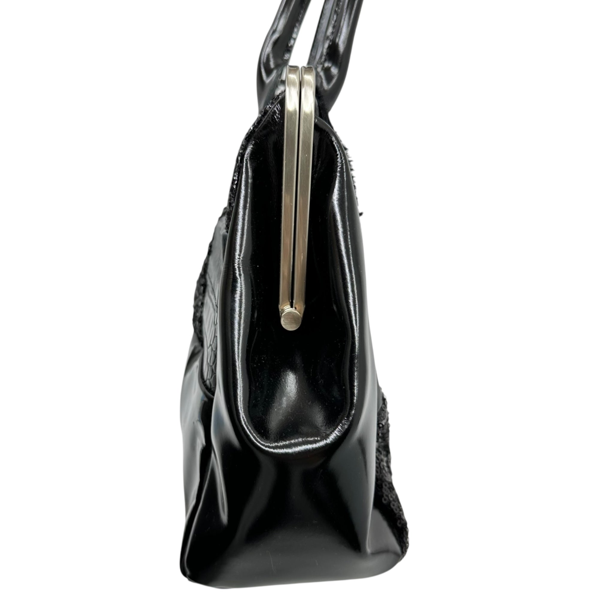 tricot COMME des GARCONS(トリココムデギャルソン) Patchwork Gama-guchi Handbag パッチワーク がま口 ハンドバッグ JN-K202 ブラック