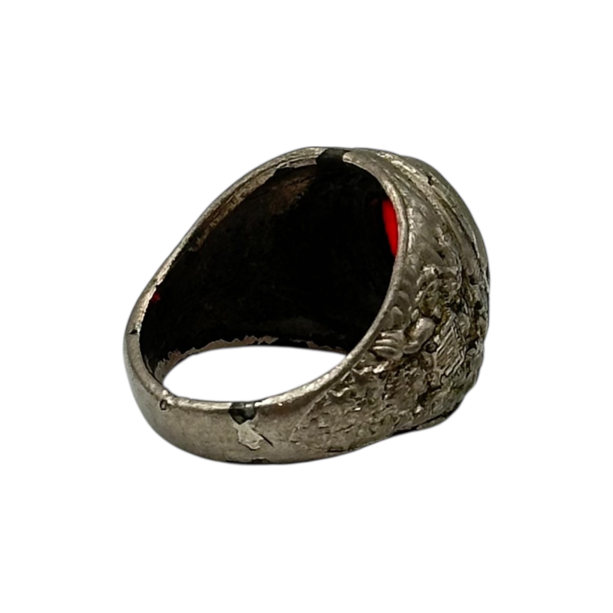 Uncas Manufacturing(アンカス マニュファクチャリング) 50~60's Red Glass Stone Eagle College Ring レッド ガラス石 イーグル カレッジ リング 20号程度 シルバー×レッド US ARMY