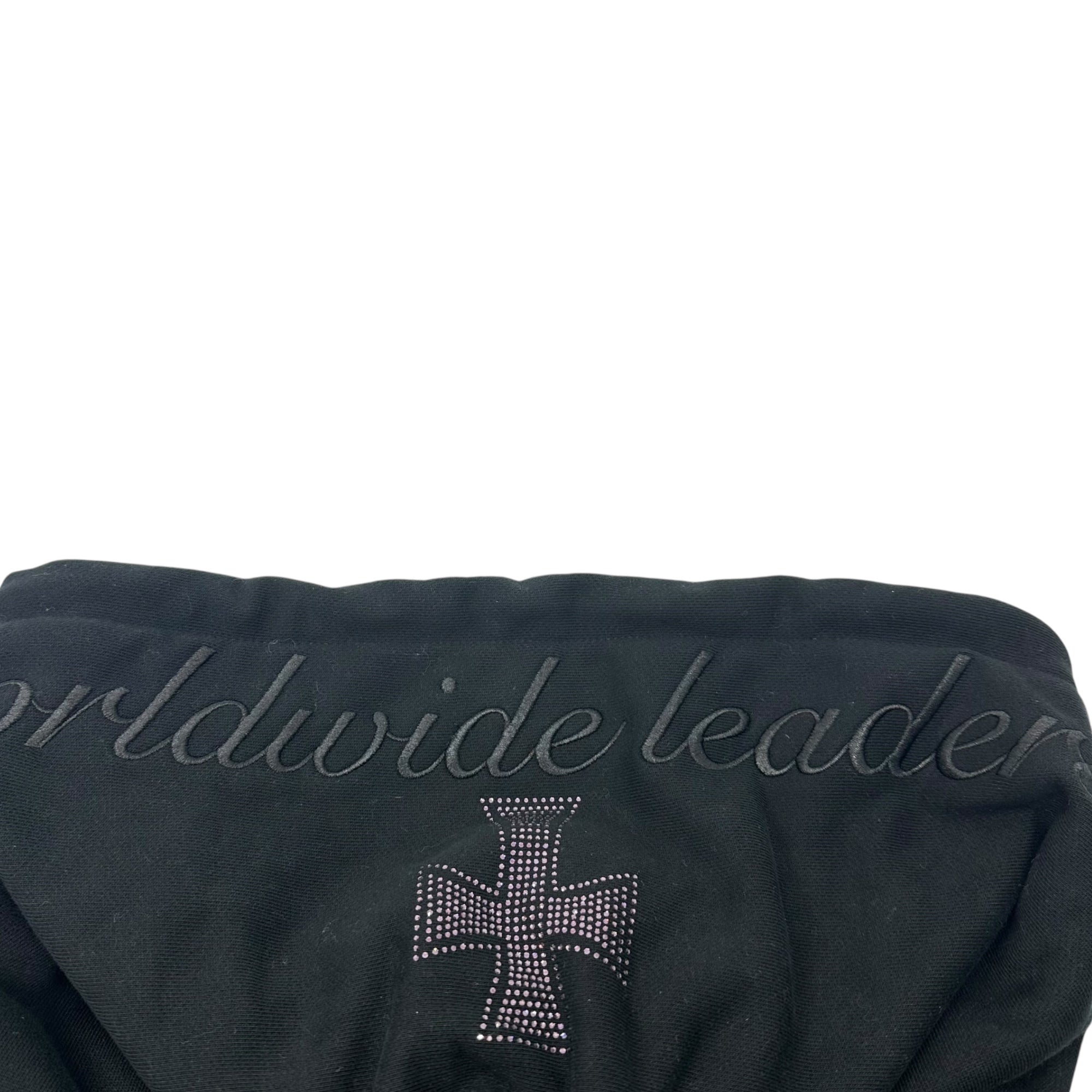 Unknown london(アンノウンロンドン) Cross Rhinestone Zip Up Hoodie クロス ライン ストーン ジップ アップ パーカー L ブラック