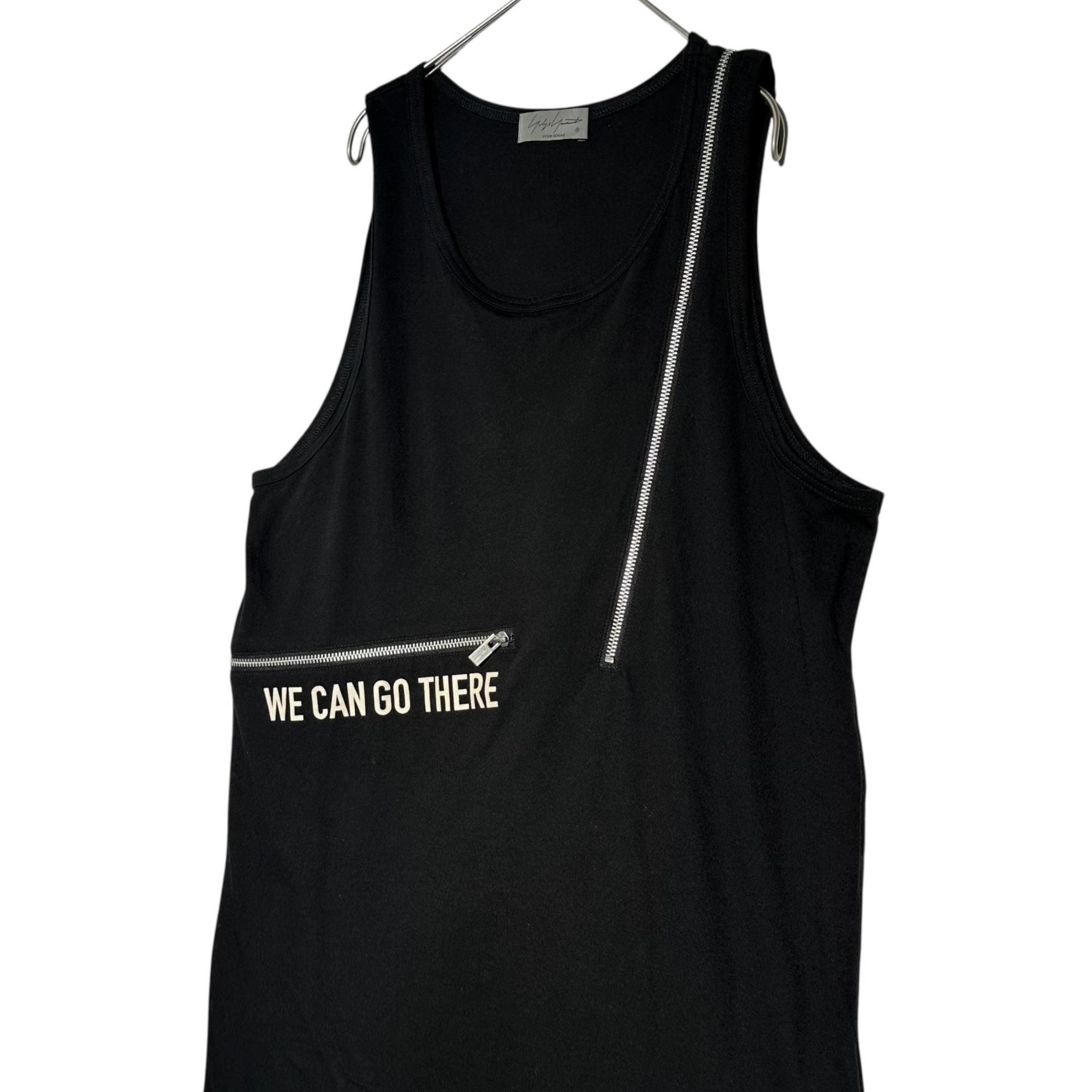 YOHJI YAMAMOTO POUR HOMME(ヨウジヤマモトプールオム) 21AW WE CAN GO THERE Printed Zip Design Sleeveless Cut-and-Sew Tank Top プリント ジップ デザイン ノースリーブ カットソー タンクトップ HX-T31-004 3(L程度) ブラック