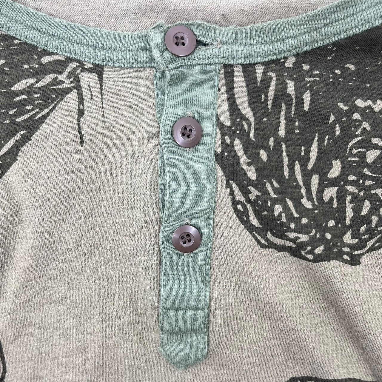 UNDERCOVERISM(アンダーカバイズム) 03SS SCAB期 Hand stitched long sleeve henley neck cut and sew ハンドステッチ 長袖 ヘンリーネック カットソー スキャブ 稀少 M カーキ×ブラック