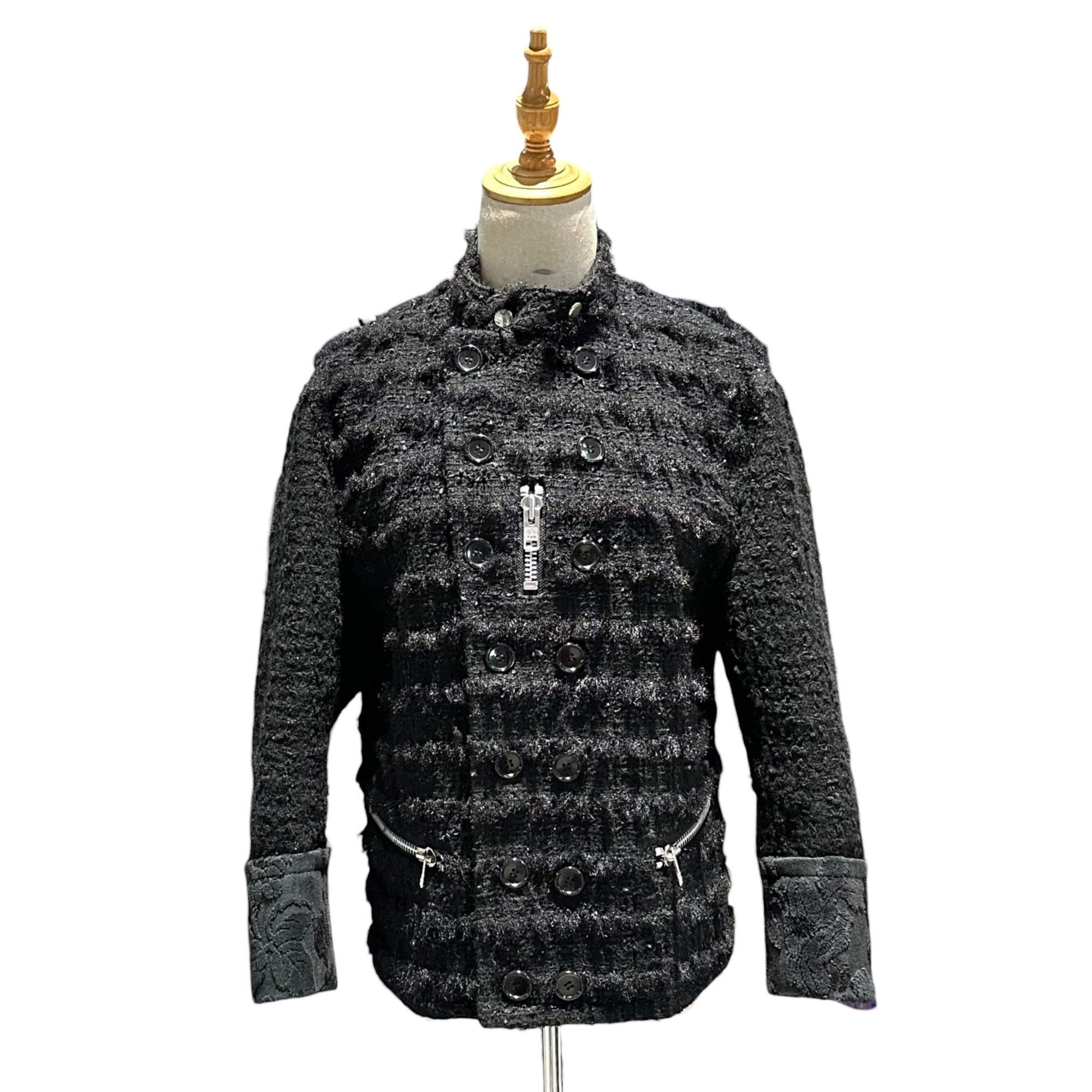 TAO(タオ) 23AW Double-Breasted Tweed Jacket ダブル ブレスト ツイード ジャケット TL-J002 ブラック AD2023 コムデギャルソン