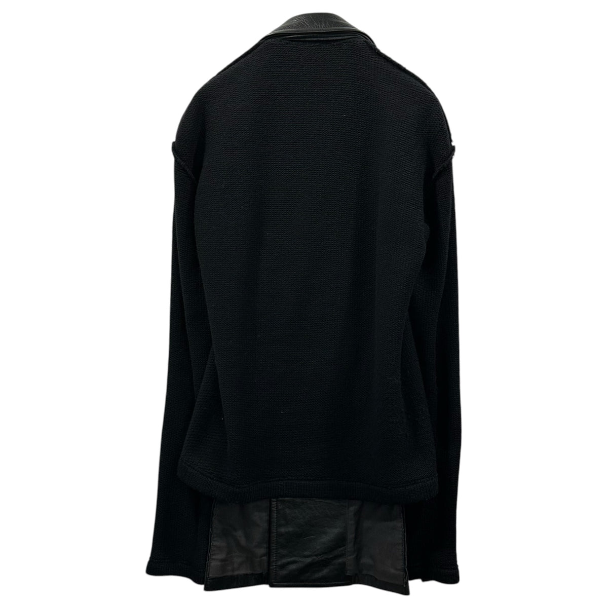 COMME des GARCONS(コムデギャルソン) 2002AW Leather & Knit-Paneled Double-Dreasted Coat レザー ニット ドッキング ダブル ブレスト コート GG-J036 M ブラック AD2002 00's ジャケット