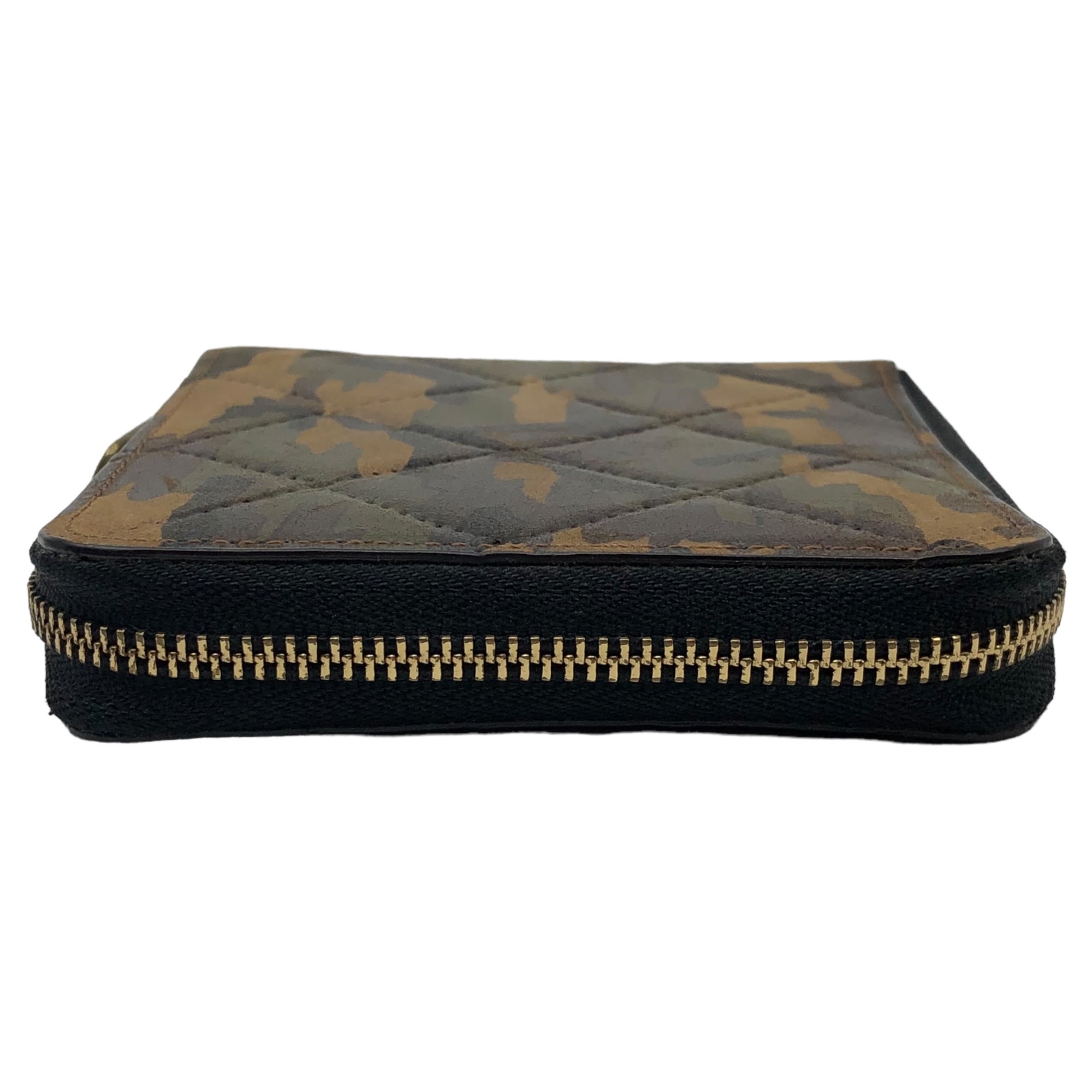GNUOYP(ニュピ) Round zipper camouflage quilted wallet ラウンドファスナー カモフラ コンパクト ウォレット カーキ 2つ折り 財布