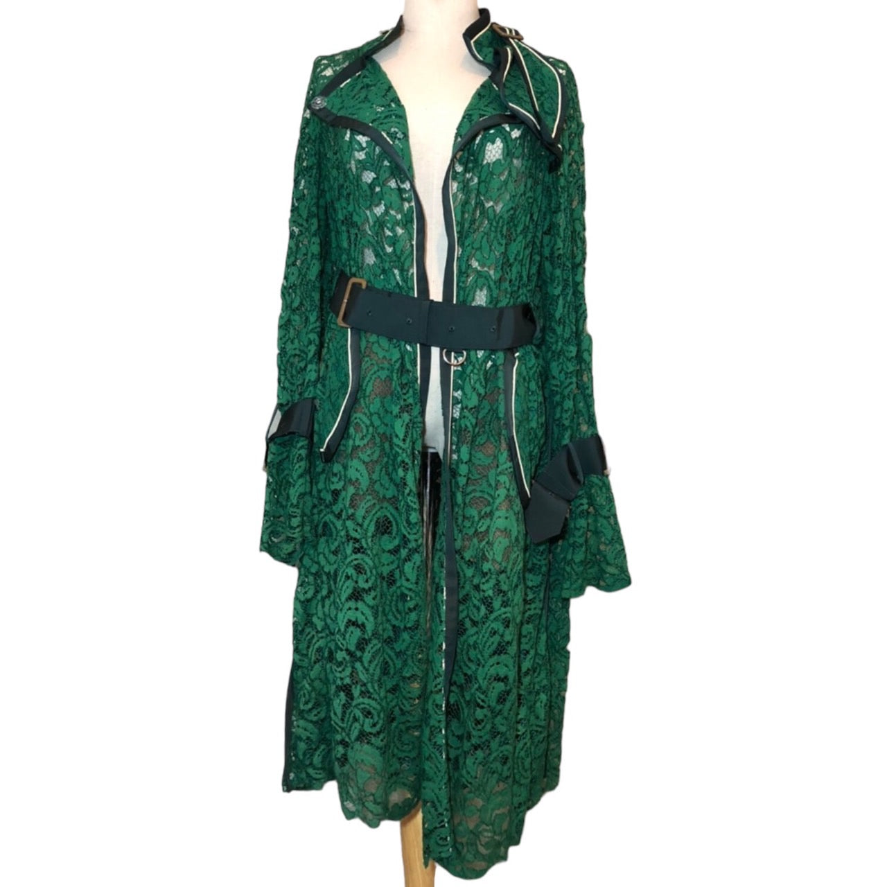 sacai(サカイ) 17SS flower lace trench coat フラワー レース トレンチ コート ベルテッド 17-03366 2(Mサイズ程度) グリーン