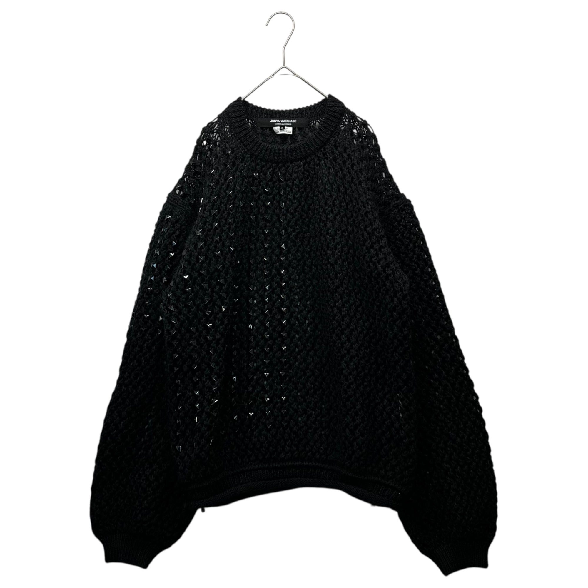 COMME des GARCONS JUNYA WATANABE(コムデギャルソンジュンヤワタナベ) Black Studs Low Gauge Crew Neck Knit ブラックスタッズ ローゲージ クルーネック ニット S ブラック