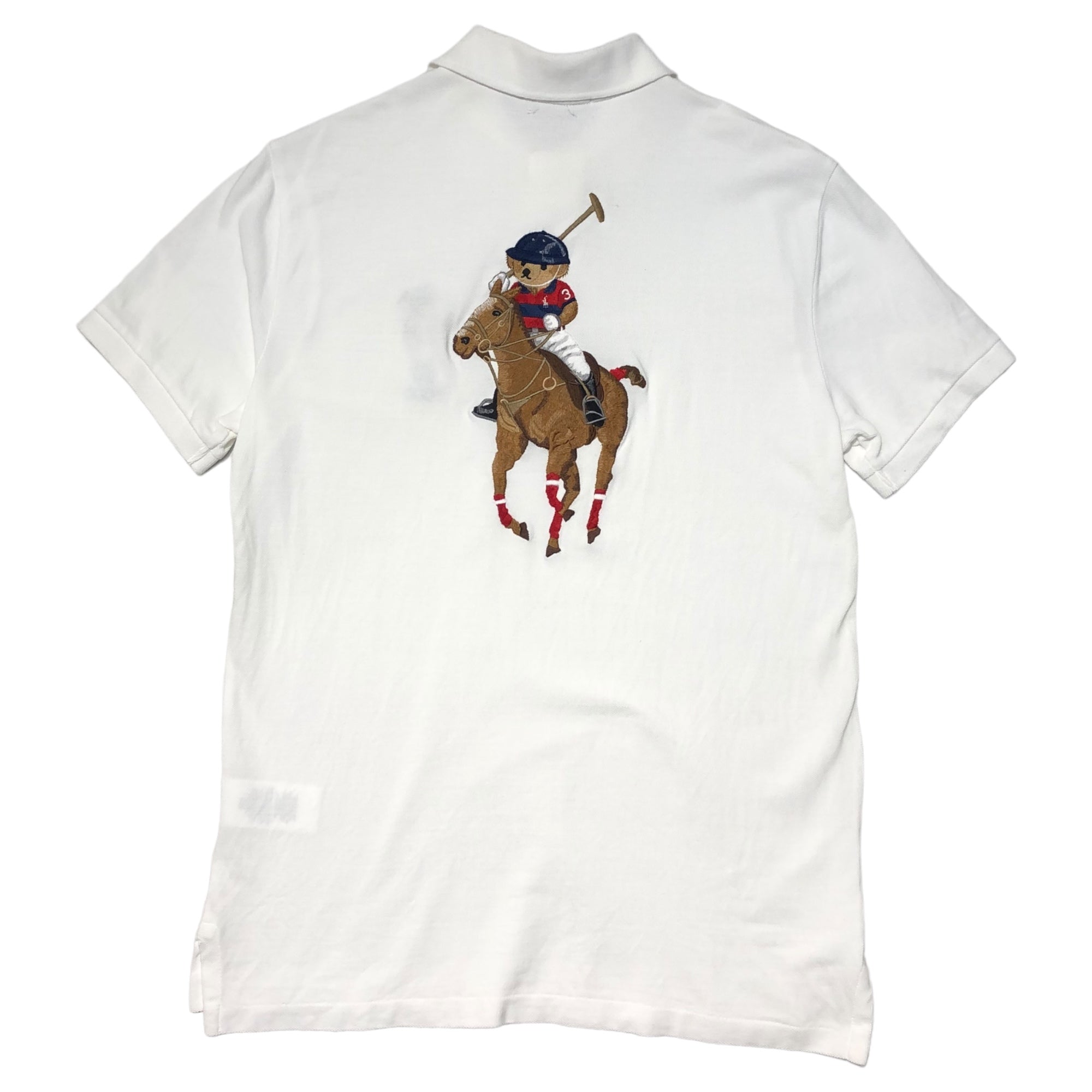 POLO RALPH LAUREN(ポロラルフローレン) polo bear logo embroidery polo shirt ポロ ベア ロゴ 刺繍 半袖 ポロシャツ S ホワイト