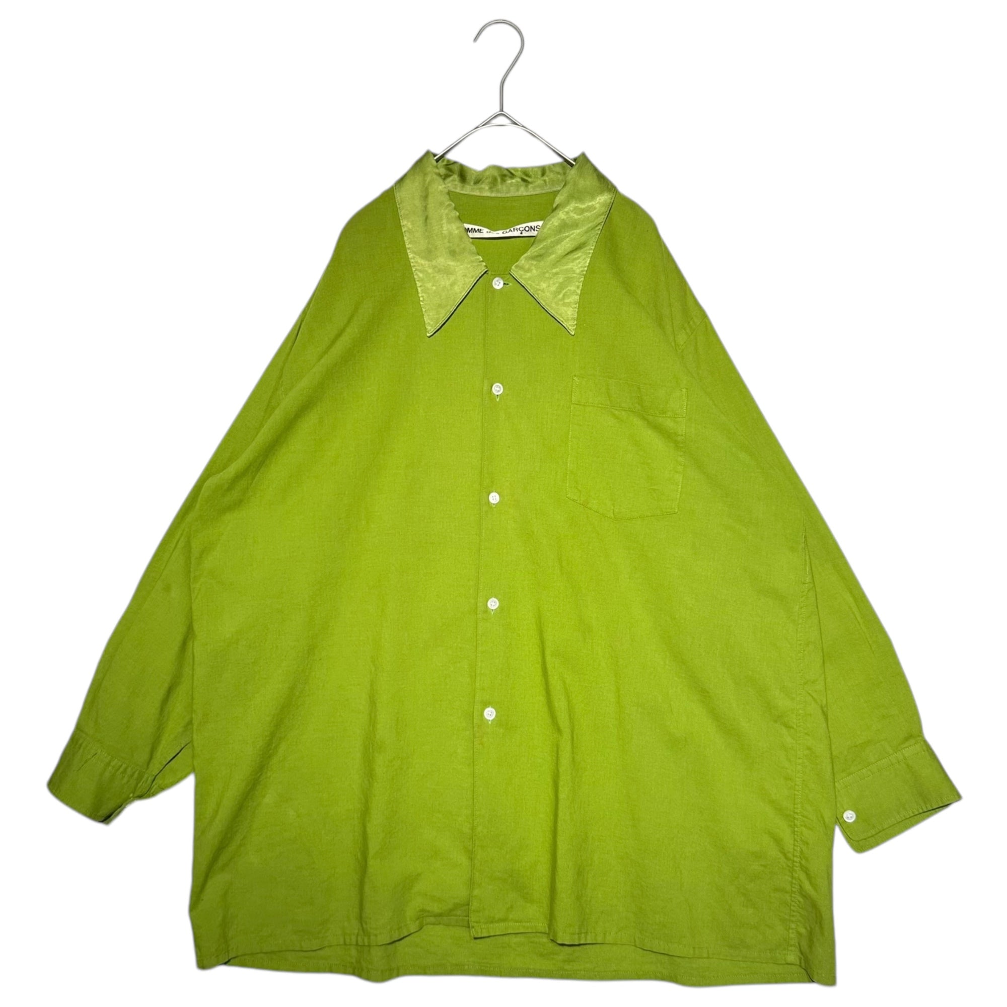 COMME des GARCONS(コムデギャルソン) 80's Vintage Collar Satin Switch Oversize Shirt ヴィンテージ 襟サテン 切替 オーバー サイズ シャツ GB050170 表記無(メンズL程度) グリーン 80年代 ヴィンテージ デカ襟