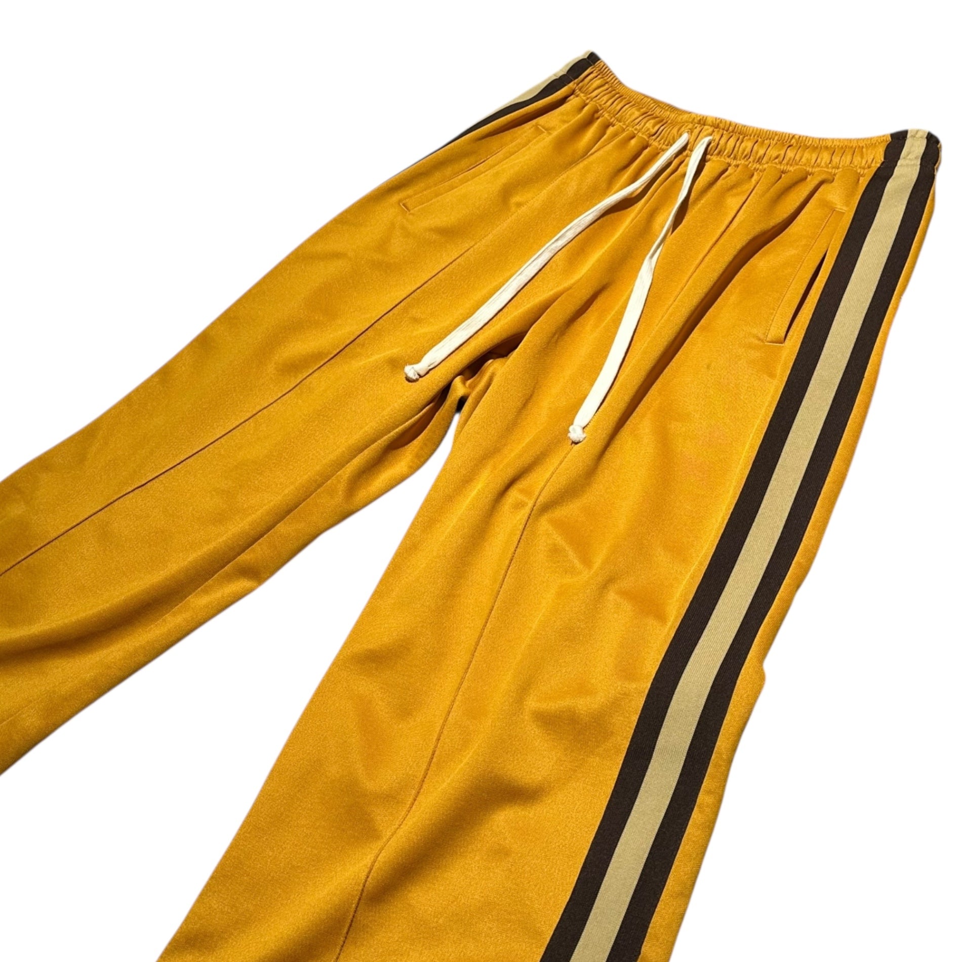 GUCCI(グッチ) Sideline Technical Jersey Jogging Pants サイドライン テクニカル トラック パンツ 598716 M イエロー×ブラウン ジャージ クロップド 7分丈