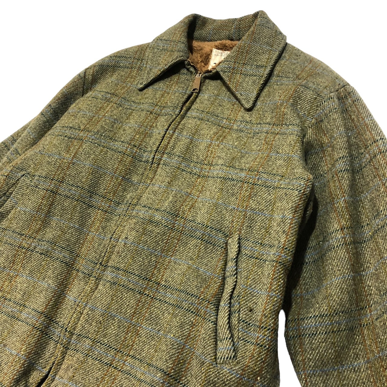 WOOLRICH(ウールリッチ) 80'ウールブルゾン/チェック裏ボアジャケット M グリーン/グリーン 80年代 TALONジップ