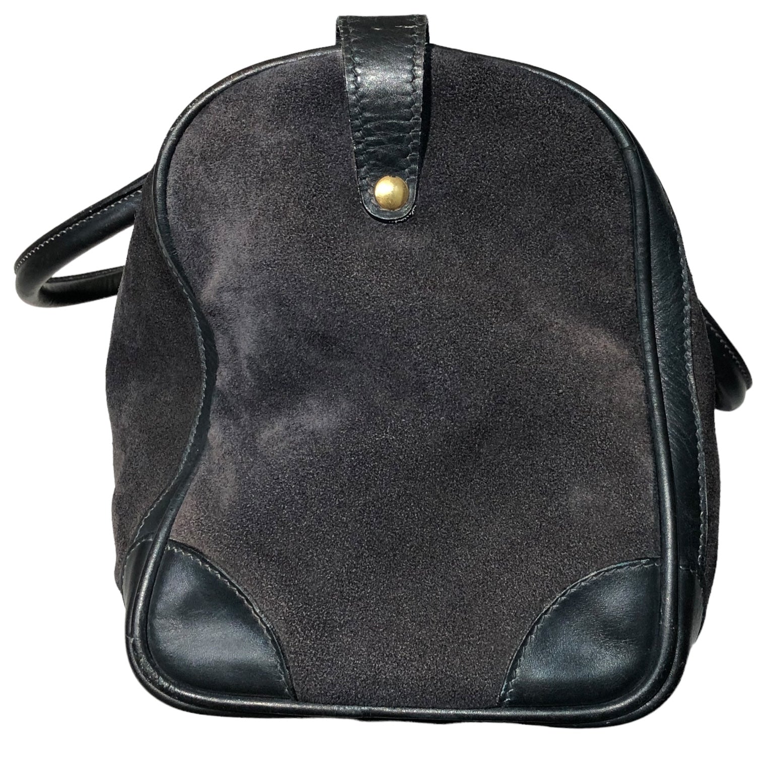 GUCCI(グッチ) 80's vintage suede boston bag ヴィンテージ スウェード ボストン バッグ シェリーライン ブラック×レッド×ネイビー OLD ハンド