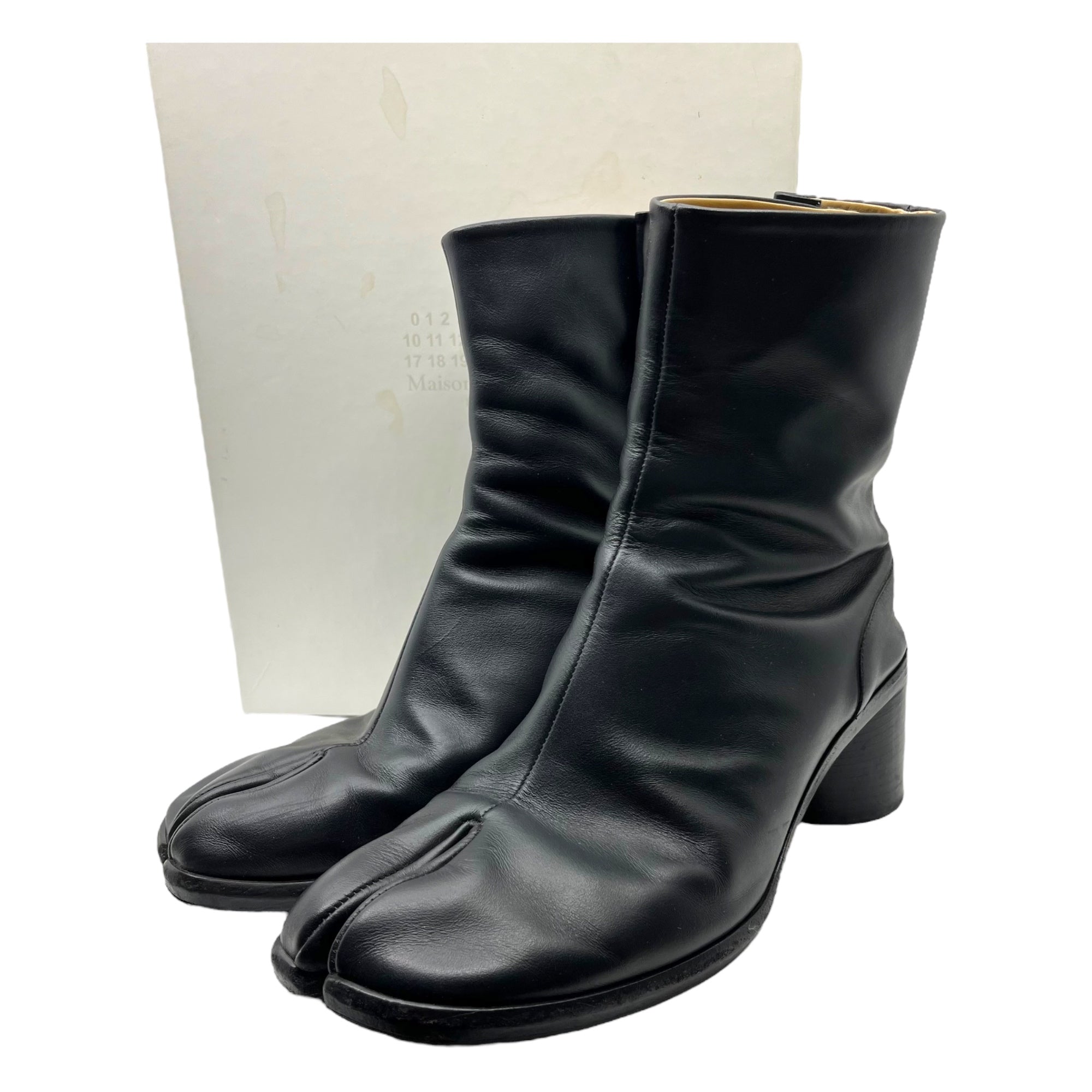 MAISON MARGIELA(メゾンマルジェラ) 21SS SMOOTH LEATHER TABI BOOTS スムース レザー 足袋 ブーツ ヒール S57WU0132 43(27.5cm程度) ブラック