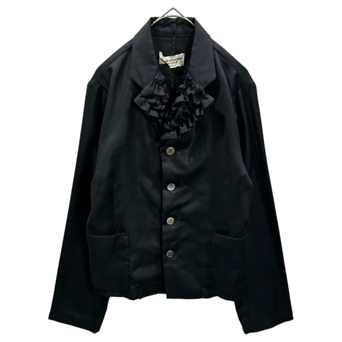 robe de chambre COMME des GARCONS(ローブドシャンブルコムデギャルソン) 1990's Inner Frill 4-Button Jacket インナー フリル 4ボタン ジャケット ネイビー 裏返し着用可能 90s アーカイブ