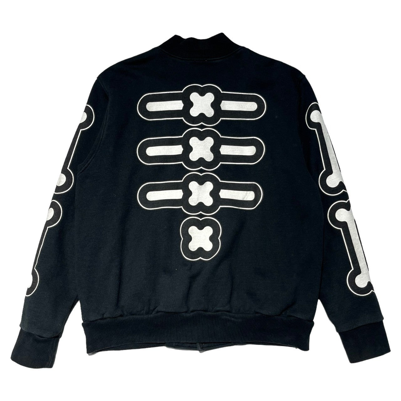 A BATHING APE(アベイシングエイプ) 00's ” BABY MILO” skull print sweat stadium jacket スカル プリント スウェット スタジャン L ブラック ブルゾン ジャケット クロボーン