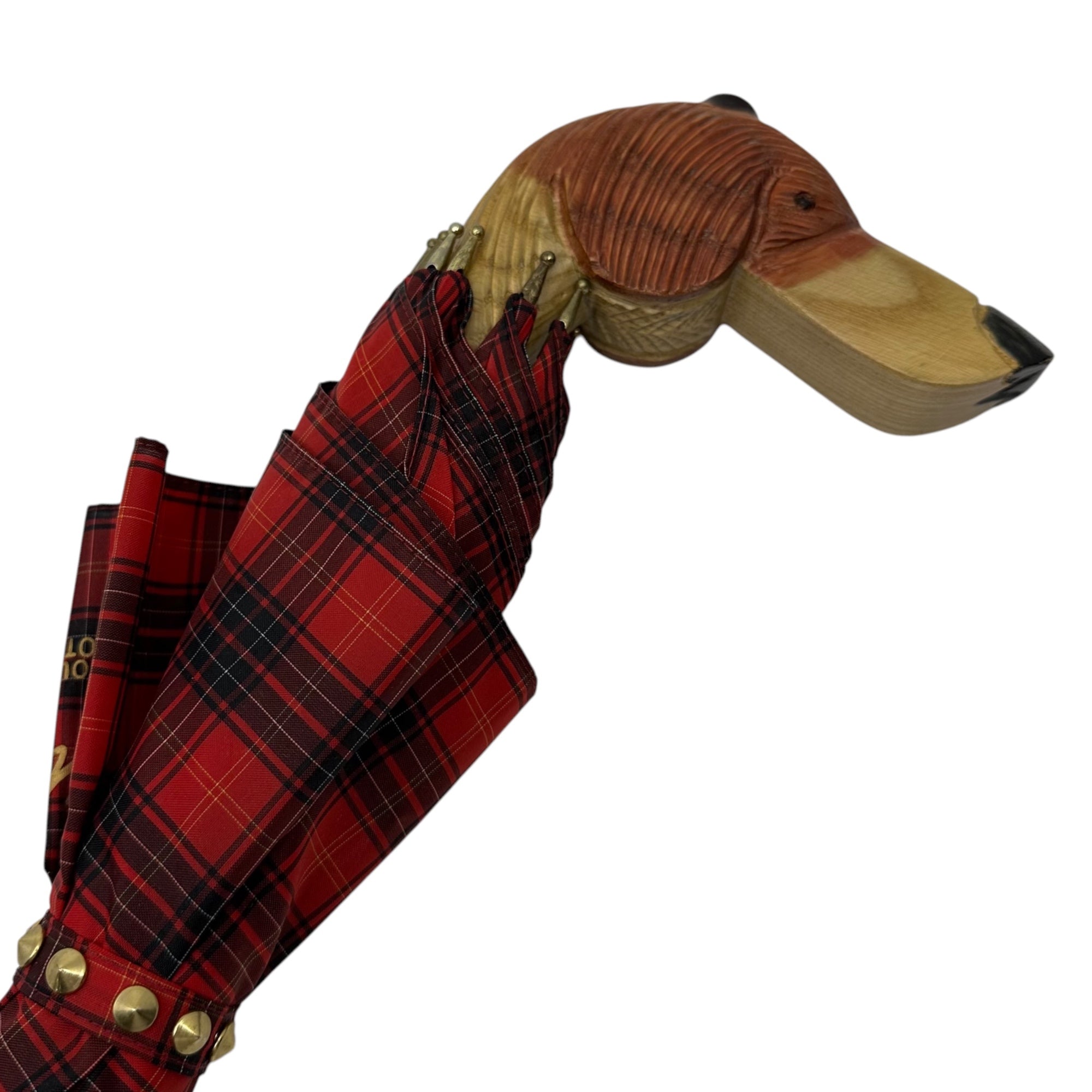 muveil(ミュベール) Dock Face Tartan Check Umbrella ドック フェイス タータン チェック アンブレラ レッド×ブラック 傘 犬