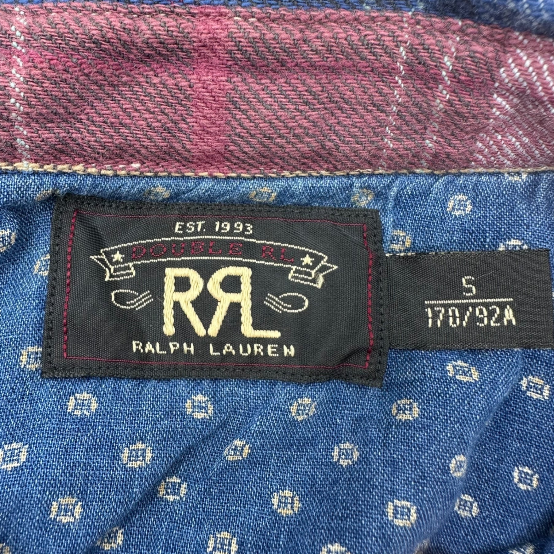 RRL(ダブルアールエル) Chinstrap Check Long Sleeve Work Shirt チンストラップ チェック 長袖 ワーク シャツ S ブルー×レッド