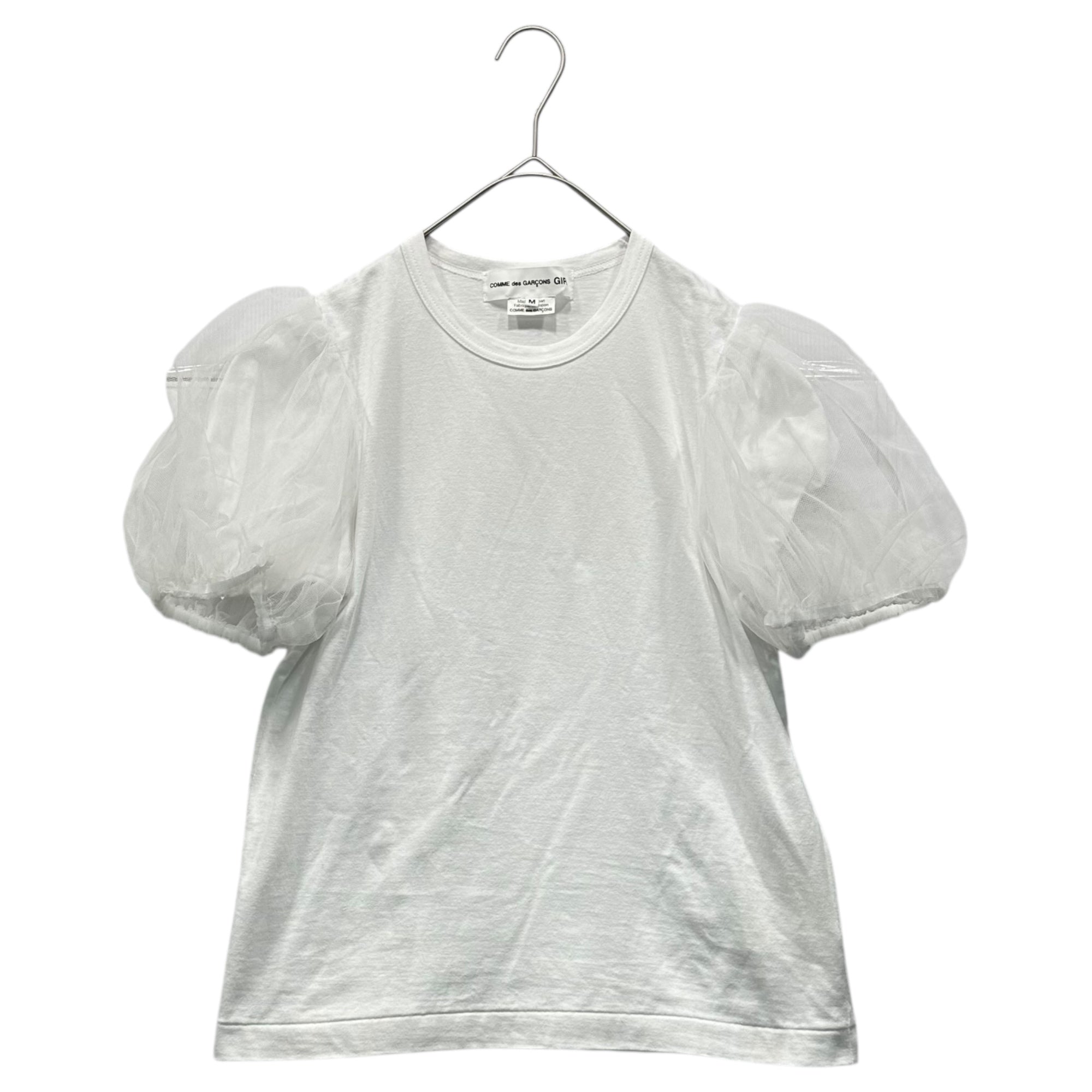 COMME des GARCONS GIRL(コムデギャルソンガール) 22SS Tulle Sleeve T-Shirt チュール スリーブ Tシャツ NI-T007 M ホワイト AD2021