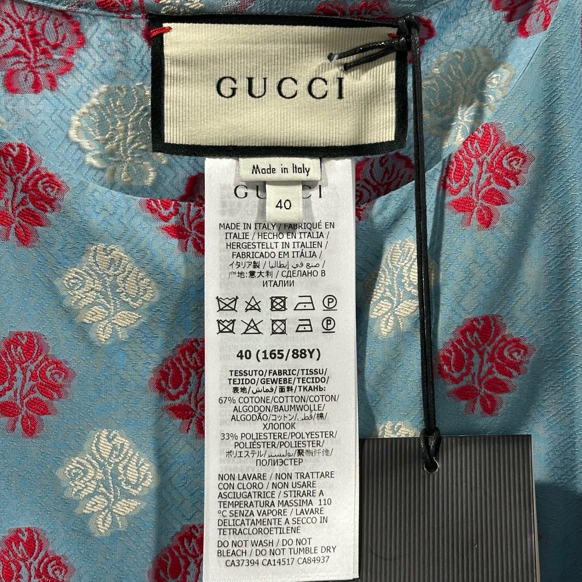 GUCCI(グッチ) 20SS All-over print embroidered caftan dress 総柄 刺繍 カフタンドレス 627309 ZAD90 4778 40(L程度) ライトブルー×レッド×ホワイト