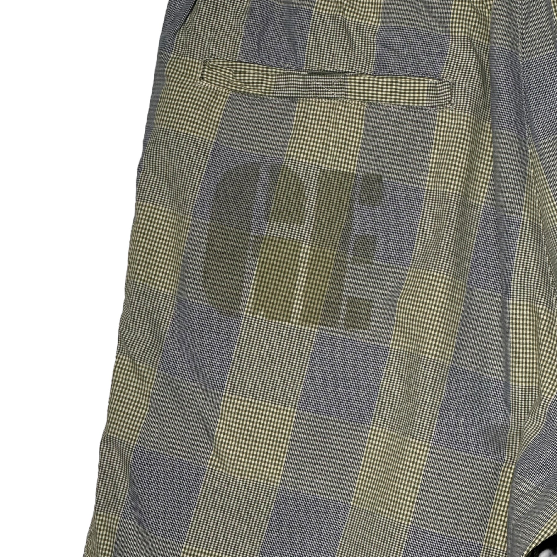 GOODENOUGH(グッドイナフ) 90~00's Cotton Check Half Pants コットン チェックハーフ パンツ M グレー×イエロー