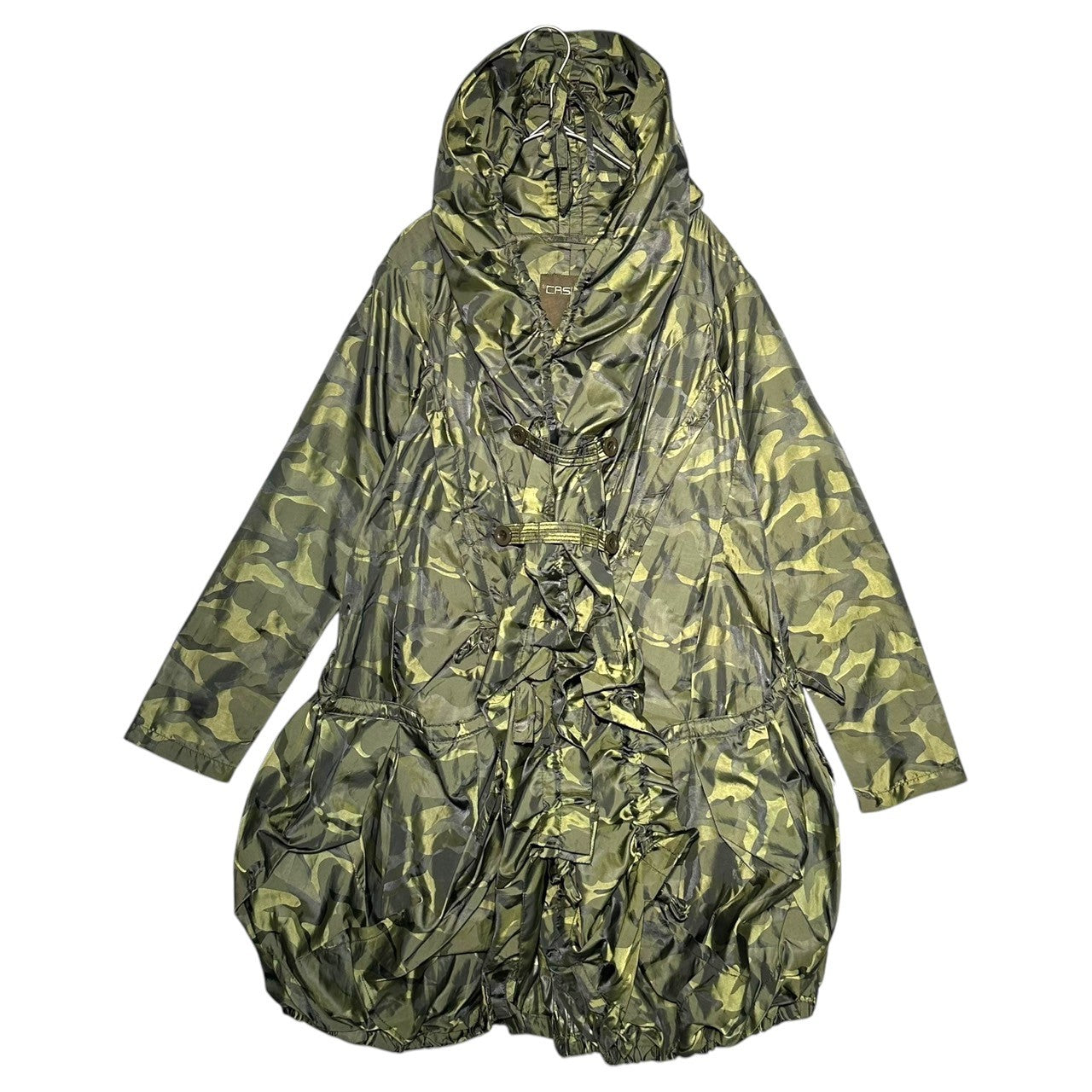 MARITHE FRANCOIS GIRBAUD(マリテフランソワジルボー) 00's Camo Nylon Gimmick Mod Coat カモ ナイロン ギミック モッズ コート F5-7214 S グリーン Y2K アーカイブ