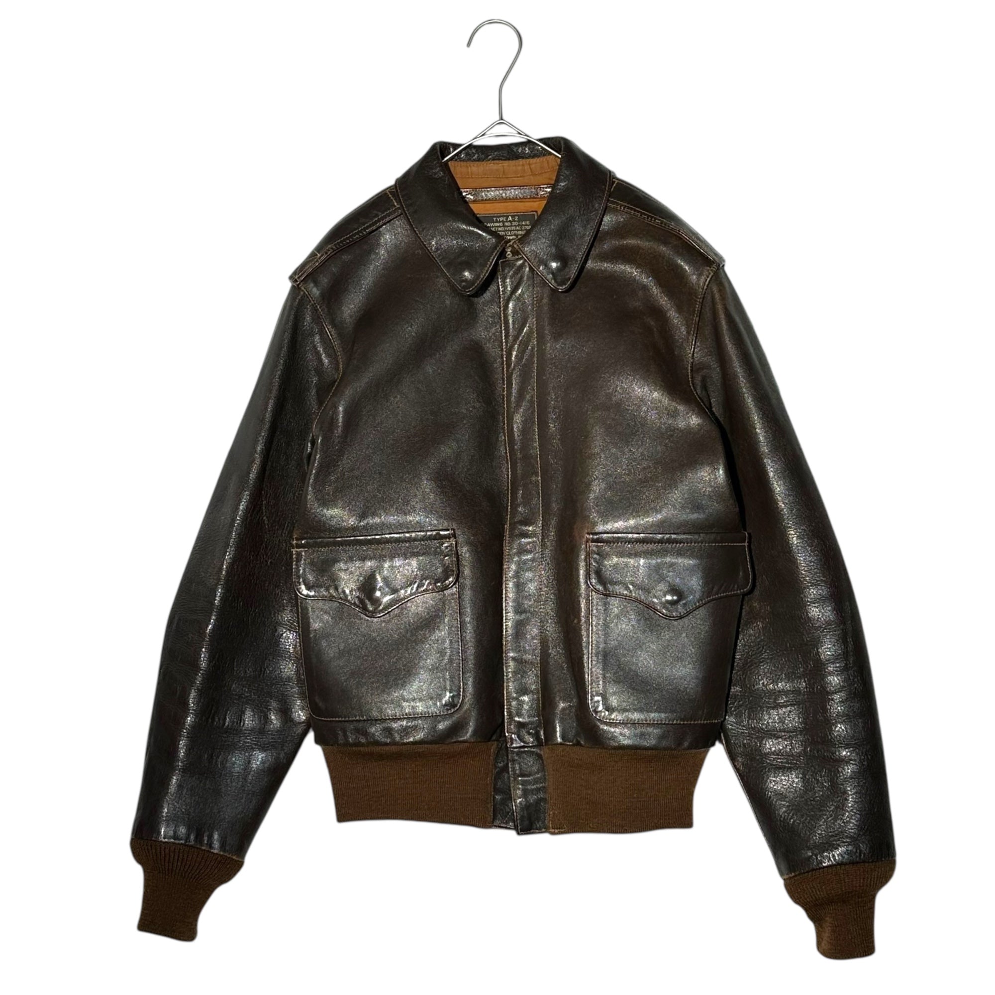 THE REAL McCOY'S(ザリアルマッコイズ) A-2 Leather Flight Jacket レザー フライト ジャケット 30-1415 34(XS程度) ブラウン CONMAR ZIP