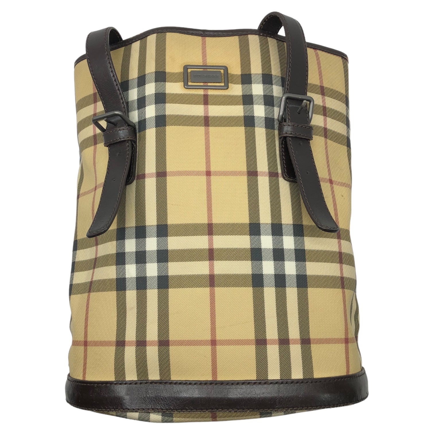 BURBERRY LONDON(バーバリーロンドン) タータンチェック バケツ型 トート バッグ ベージュ イタリア製
