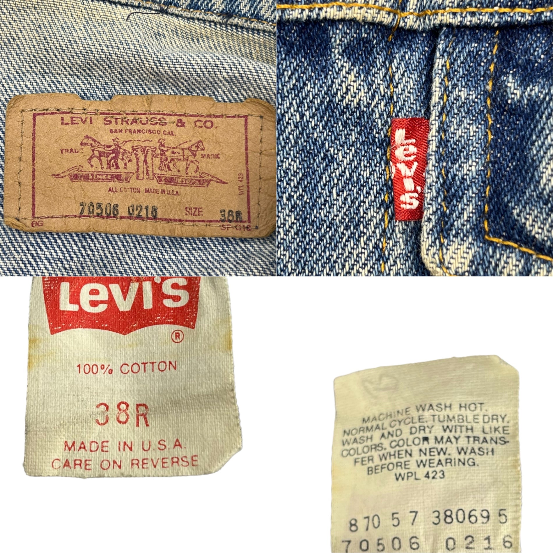 Levi's(リーバイス) 90's USA made 70506 DENIM JACKET デニム ジャケット 70506-2016 38R(M程度) ライトインディゴ 90年代 ヴィンテージ トラッカー