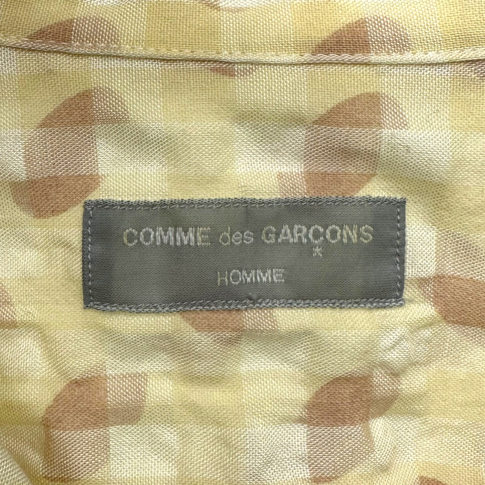 COMME des GARCONS HOMME(コムデギャルソンオム) 80's 3D check oval all over pattern open collar shirt 80年代 立体チェック 楕円 総柄 オープンカラー シャツ 川久保玲 本人期 HB-040040 FREE アイボリー×ピンク
