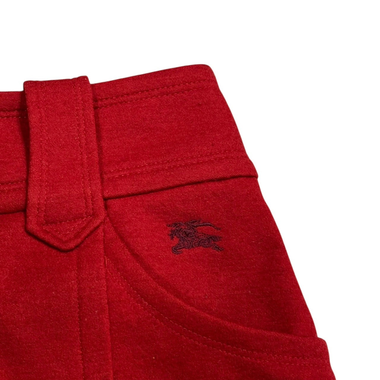 BURBERRY BLUE LABEL(バーバリーブルーレーベル) Horse Logo Embroidered Wool Hot Pants ホース ロゴ 刺繍 ウール ホット パンツ FQF42-542-15 36(S程度) レッド ショート ハーフ