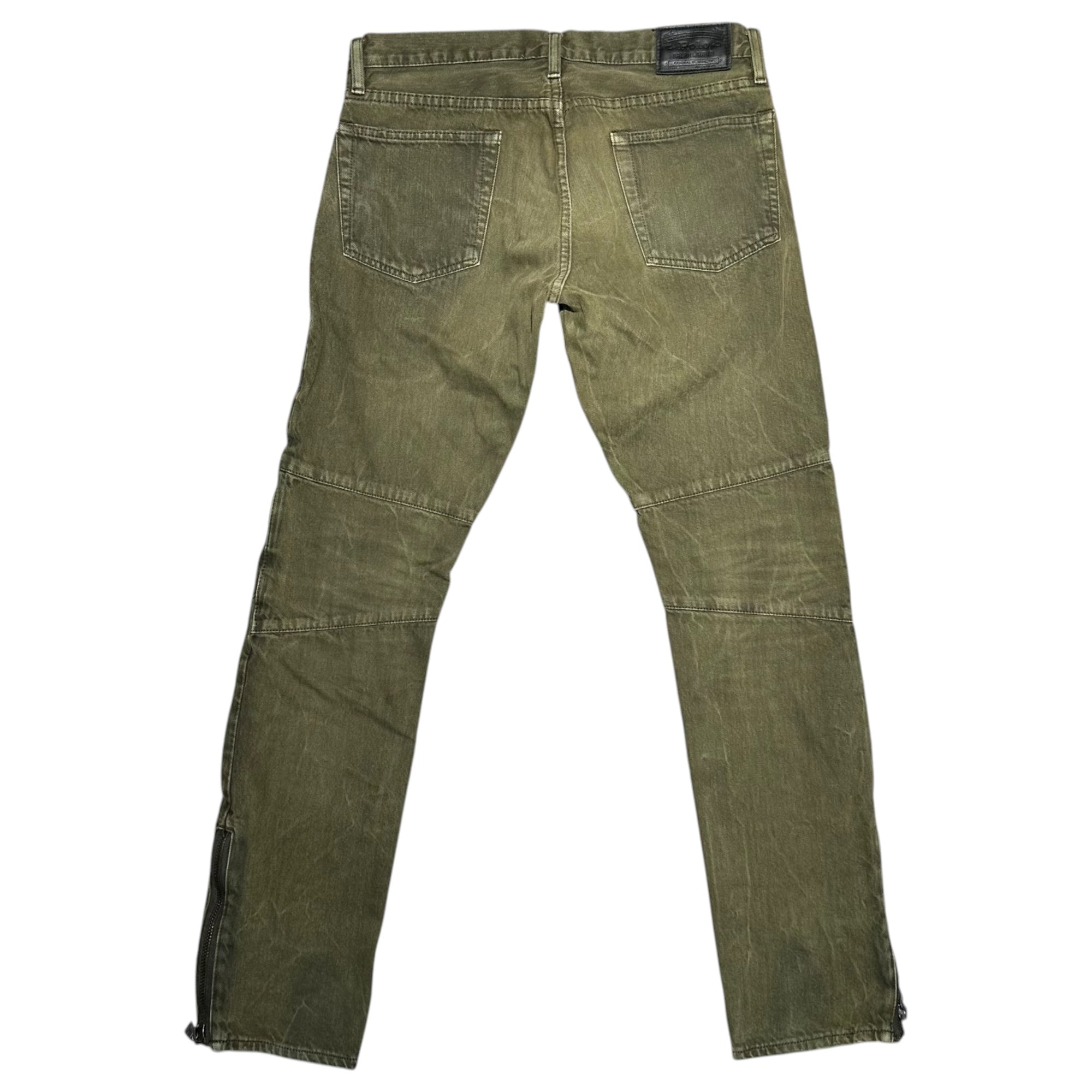 POLO RALPH LAUREN(ポロラルフローレン) Hem Zip Biker Denim Pants 裾 ジップ バイカー デニム パンツ 710562583003 W32 カーキ