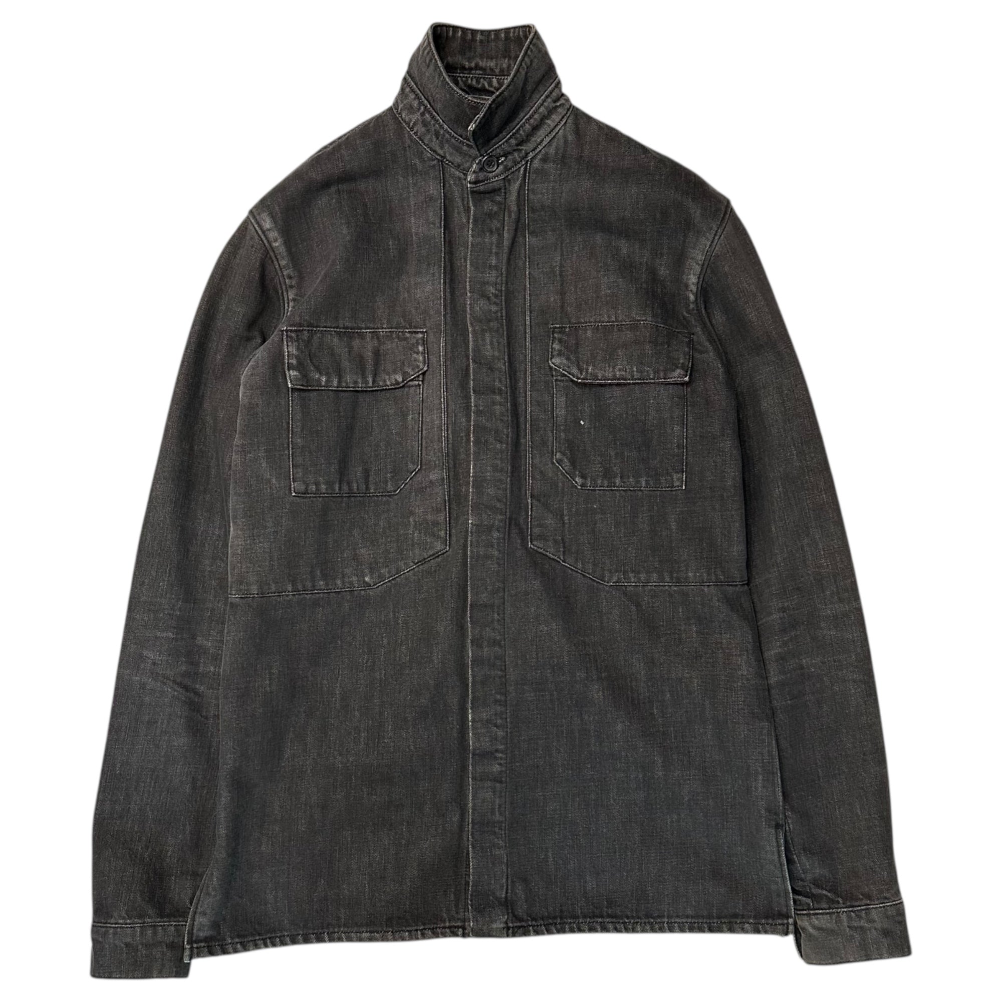 Dior HOMME(ディオールオム) 03SS by Hedi Slimane Wash-processed Double-breasted Denim Shirt Jacket エディスリマン ウォッシュ加工 比翼 デニム シャツ ジャケット 38(M程度) ブラック アーカイブ エディ期
