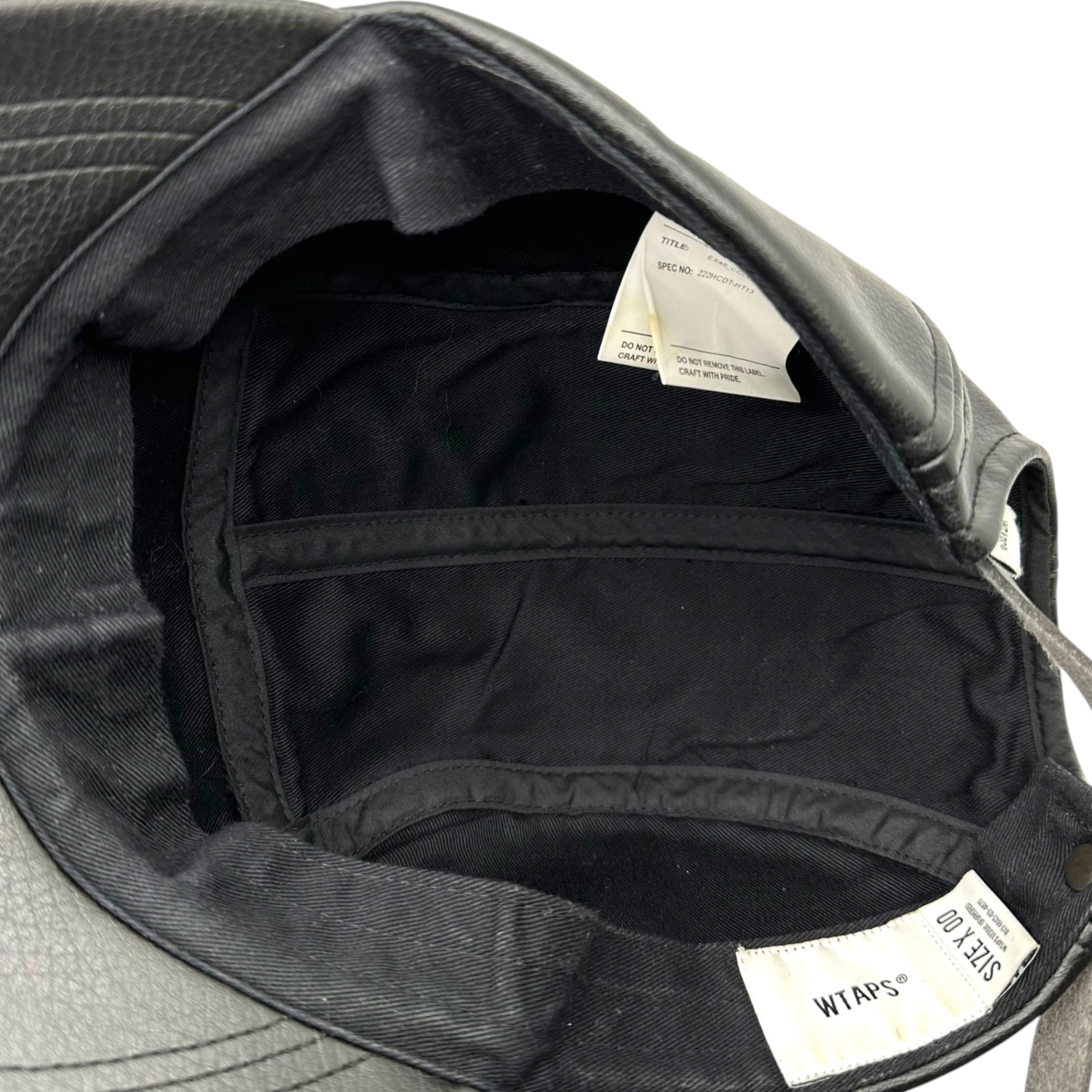 WTAPS(ダブルタップス) 22AW T-5 04/CAP/SYNTHETIC.SIGN 222HCDT-HT13 シンセティック サイン キャップ ブラック 帽子 222HCDT-HT13 ブラック フェイクレザー