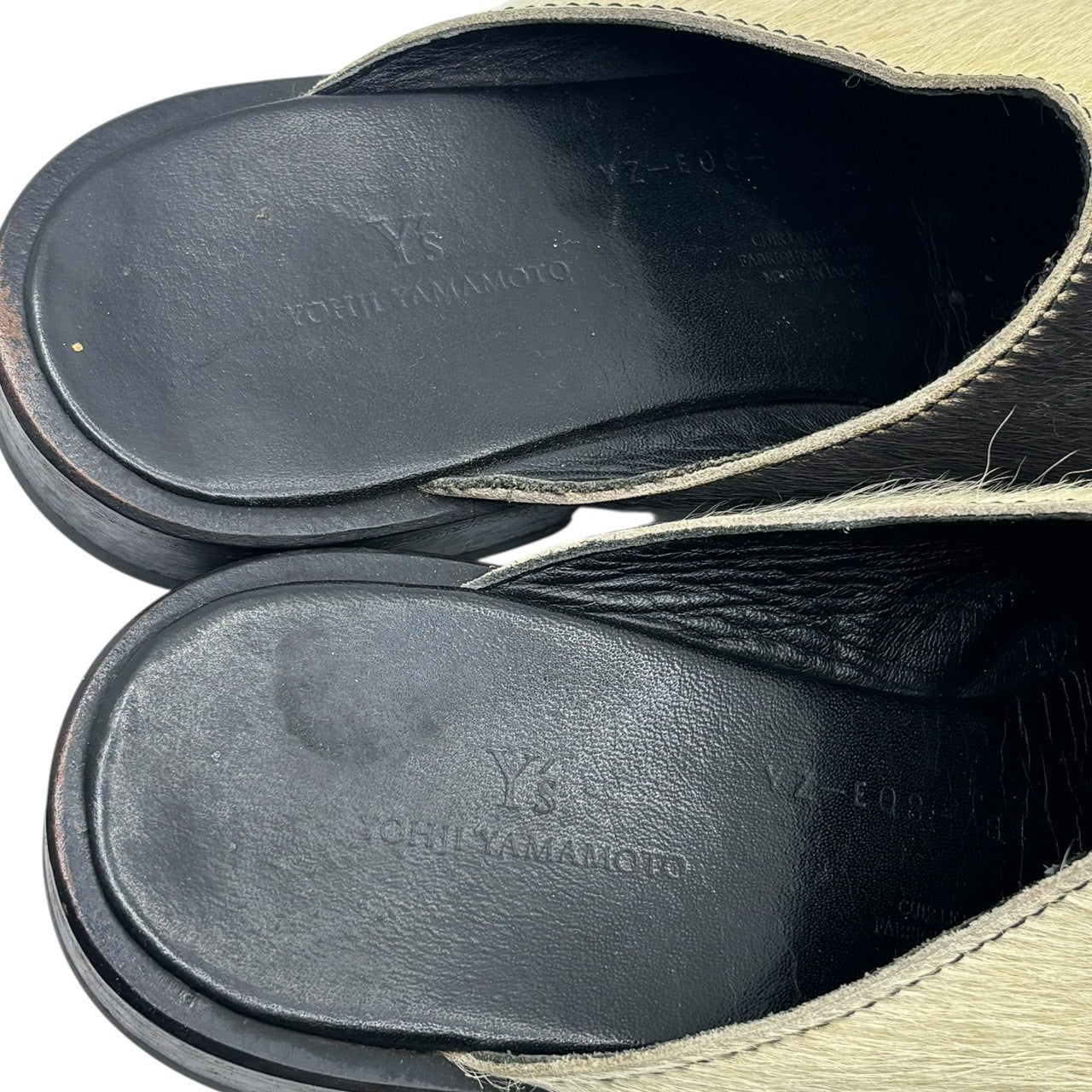 Y's(ワイズ) Harako Leather Sandals ハラコ レザー サンダル YZ-E08-764 表記無(22.5cm~23cm程度) アイボリー×ブラウン ミュール