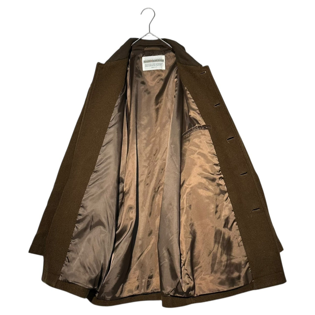 ASHBURTON(アシュバートン) Walnut Button-Style Collar-Split Melton Coat クルミボタン風 襟切替 メルトン コート 160~170cm(S~M程度) ブラウン