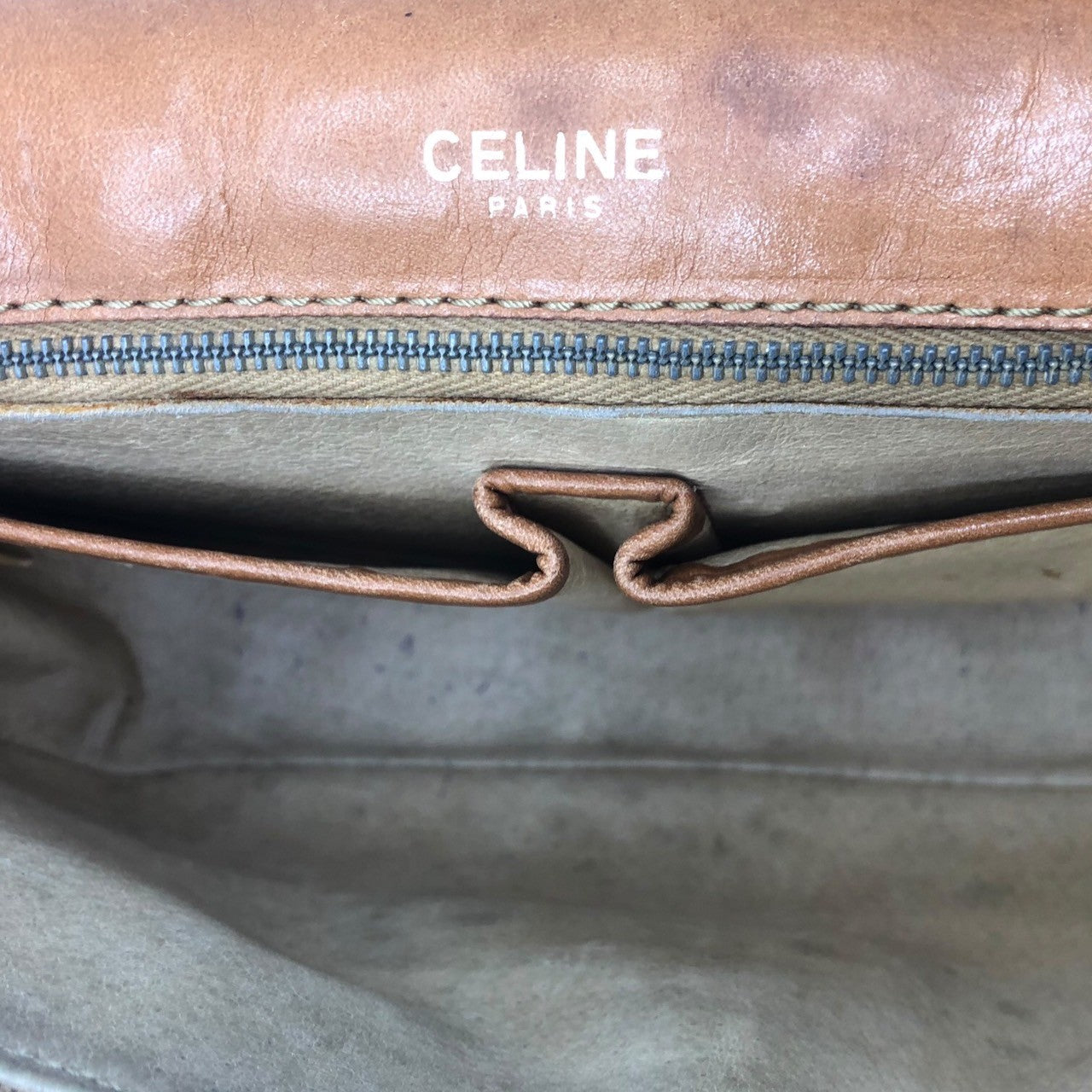 CELINE(セリーヌ) Vintage macadam gold hardware shoulder bag ヴィンテージ ゴールド 金具 マカダム ショルダー バッグ FD07 ベージュ×ブラウン 金 リボン